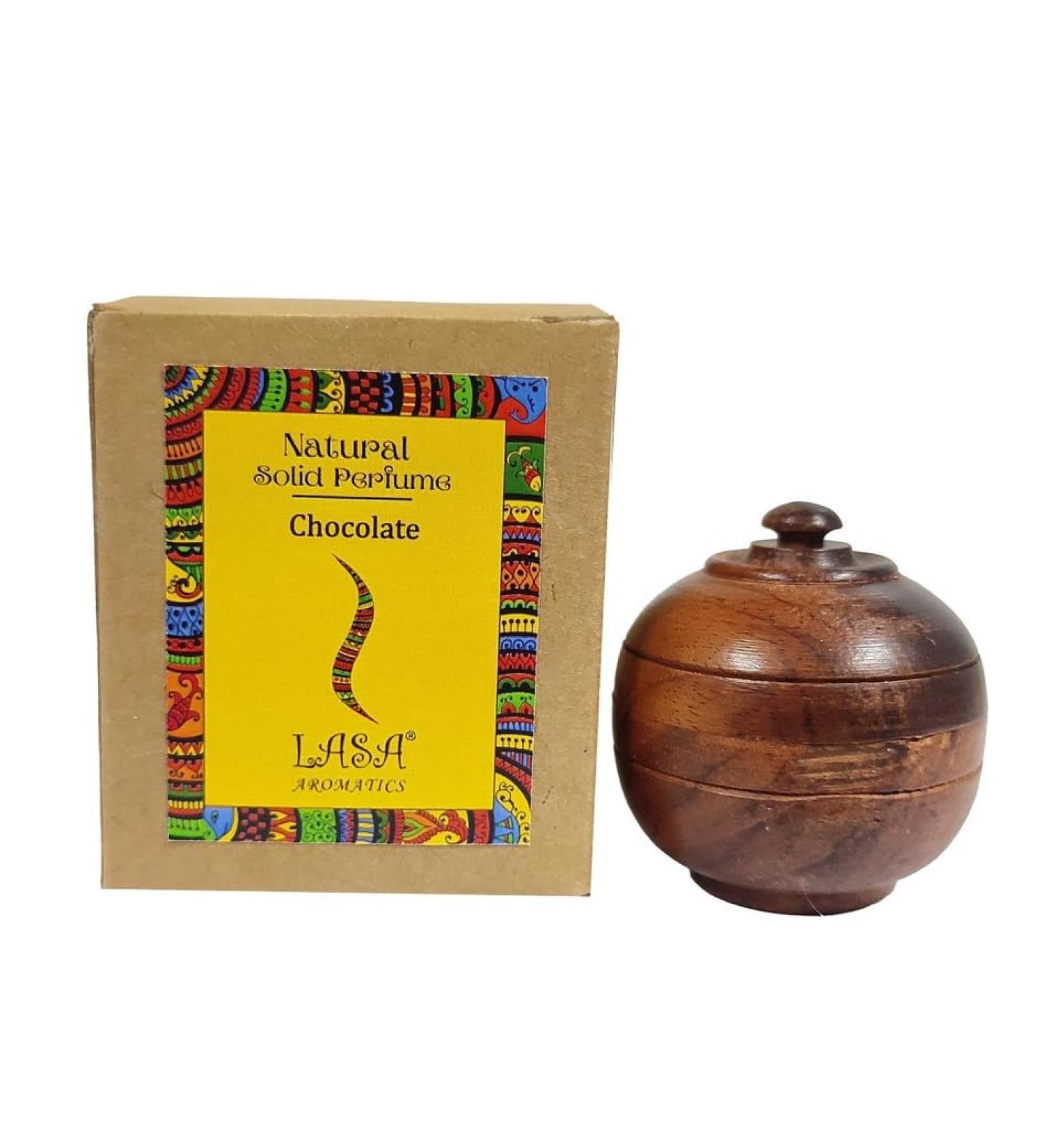 ANANYA FASHION & CRAFTS HUB Chocolate Natural Solid Perfume Beeswax Long Lasting Body Fragrance Balm Solid State Eau De Perfum in Wooden Jar 6 gm - Buy Online on GoSupps.com
