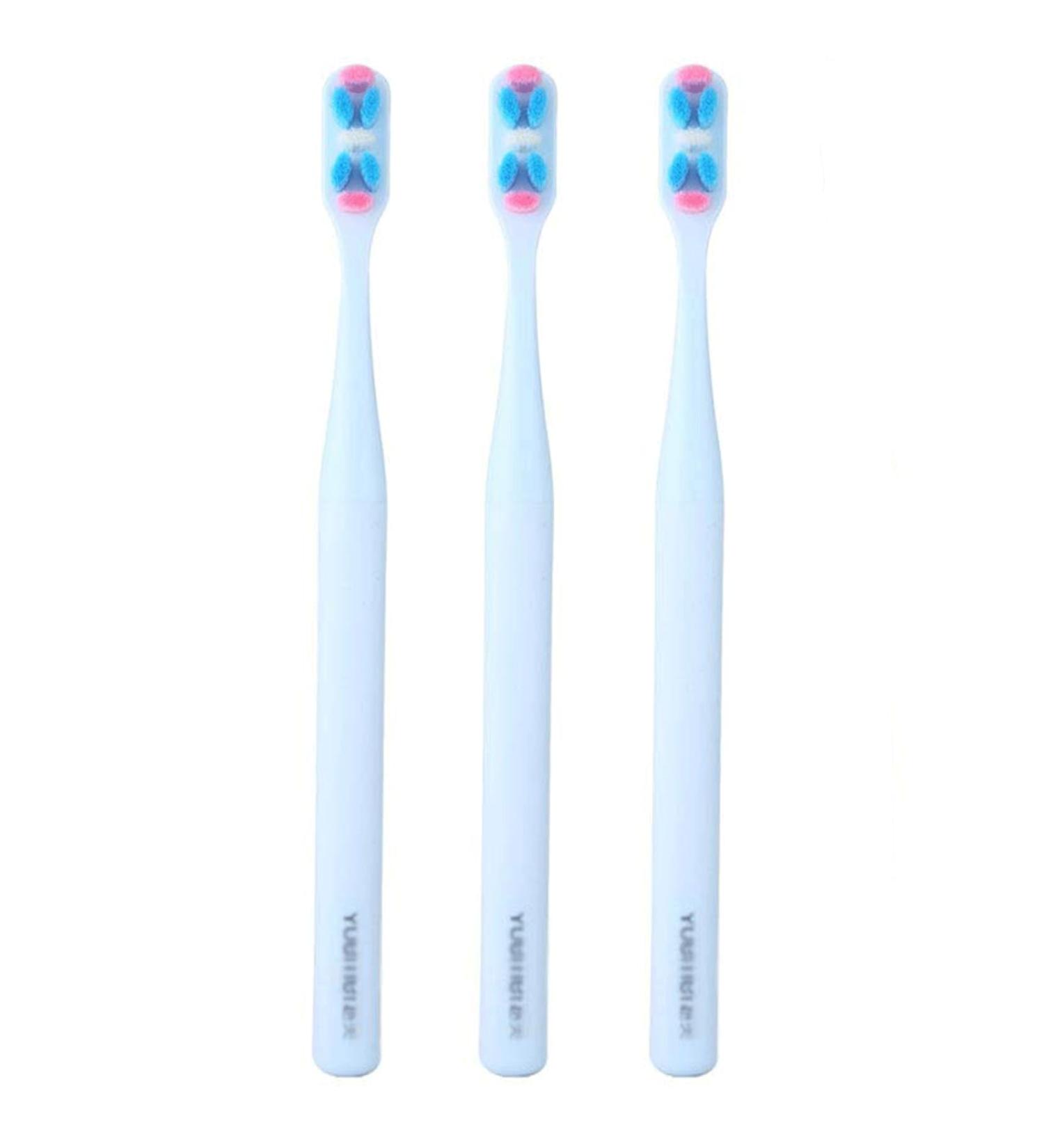 Zumaha Ultra-Like Manual Toothbrush 3-Pack - 10 000 Bristles for Adults Pregnancy & Juniors - Travel-Friendly Clean Blue - Buy Online on GoSupps.com
