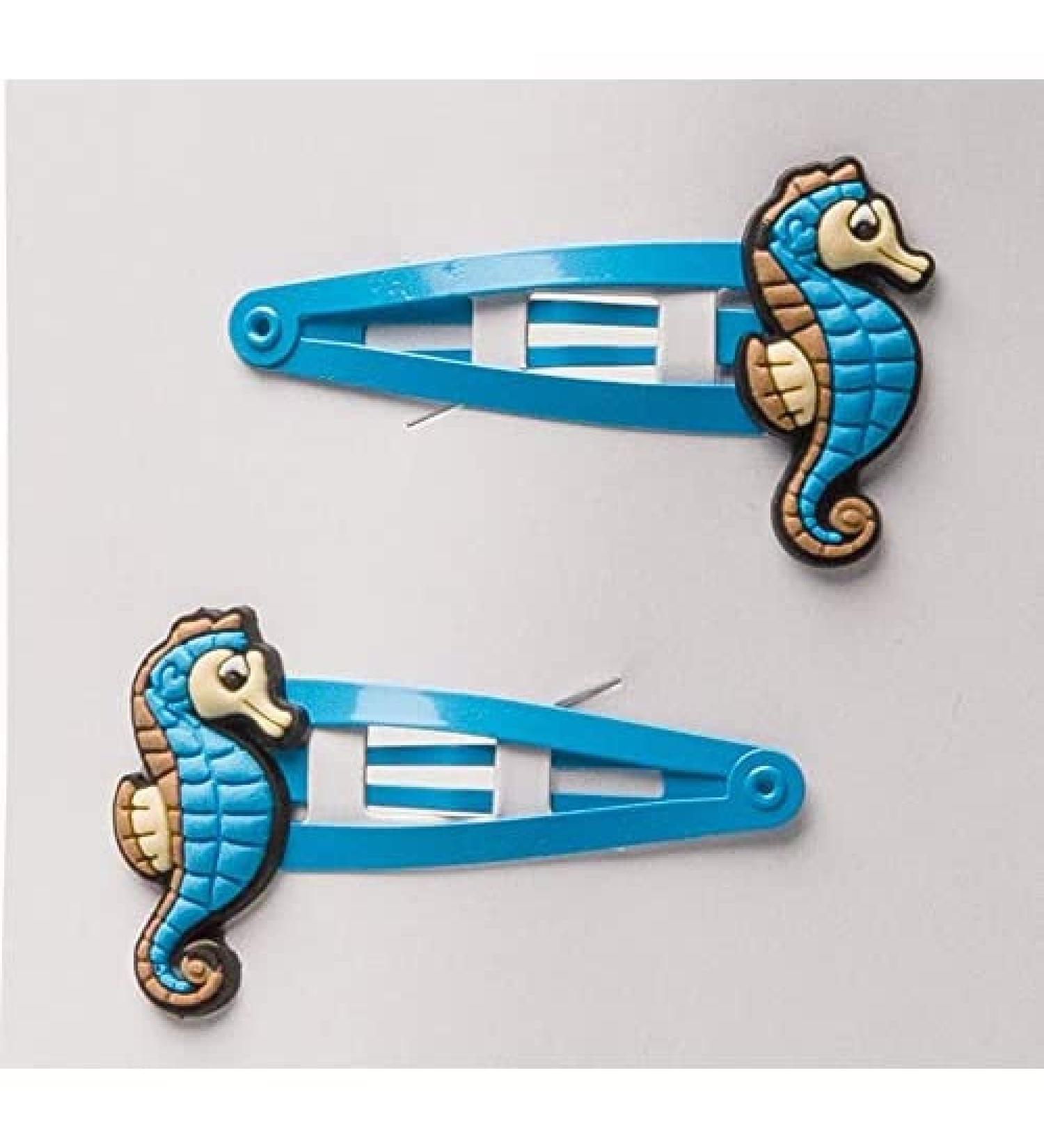 Titania hair clips for kids 2 pieces blue seahorse
