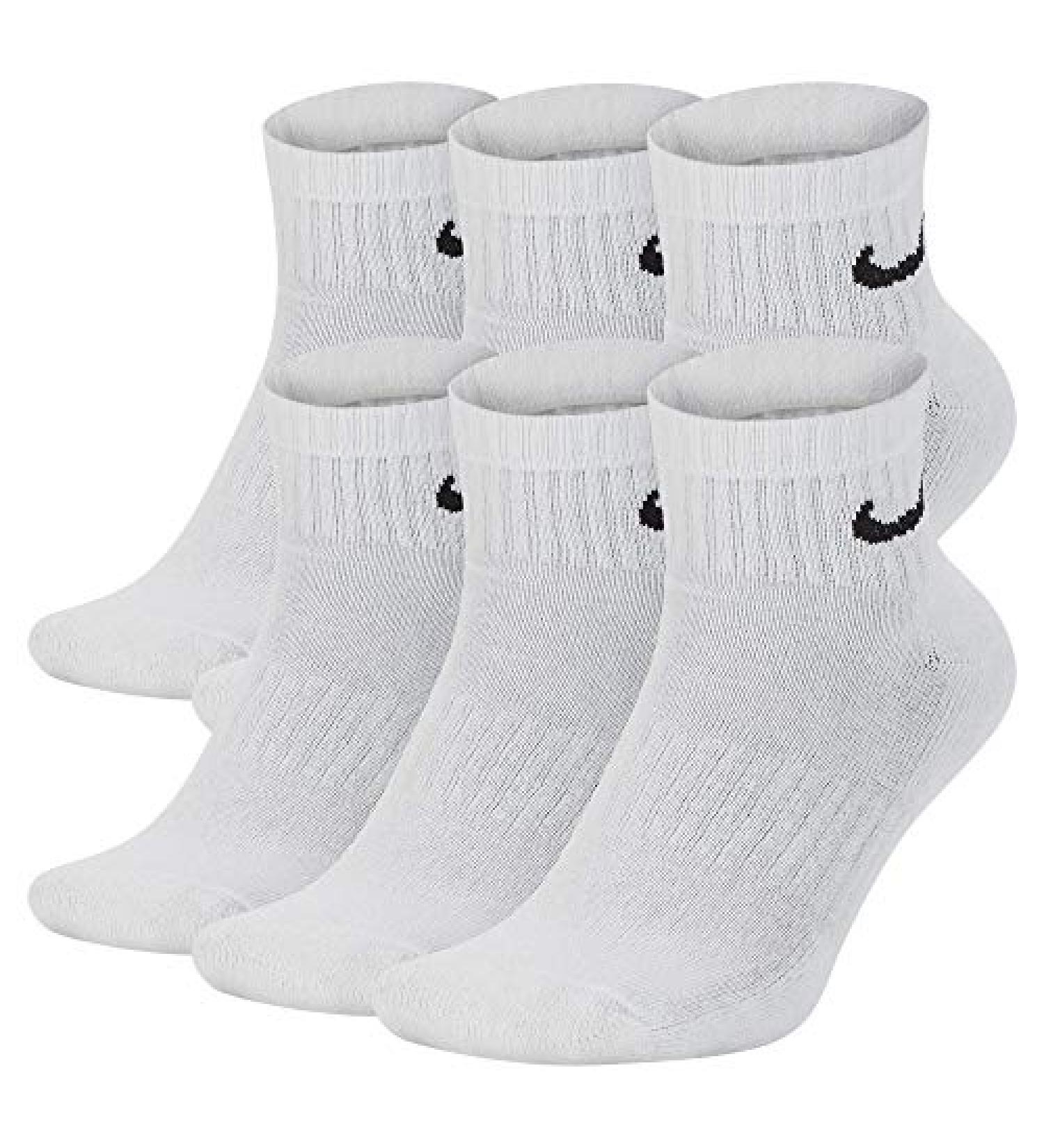 Nike Everyday Cushion Ankle Training Socks (6 Pair) Large White/Black