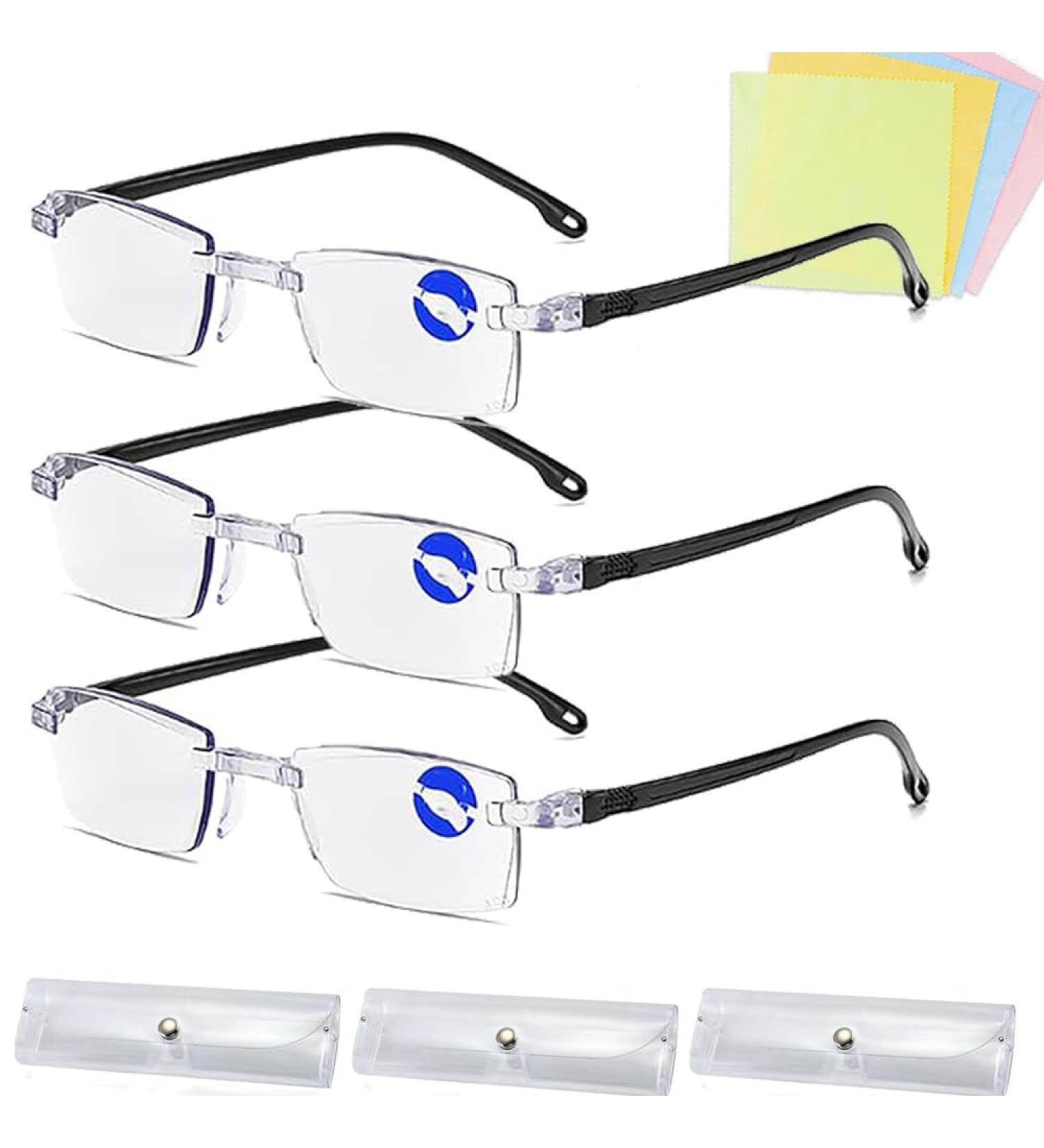 DPKSML Autozoom Reading Glasses - Adjustable Anti-Blue Light Glasses for Men & Women - Portable 3PCS Set - Buy Online on GoSupps.com