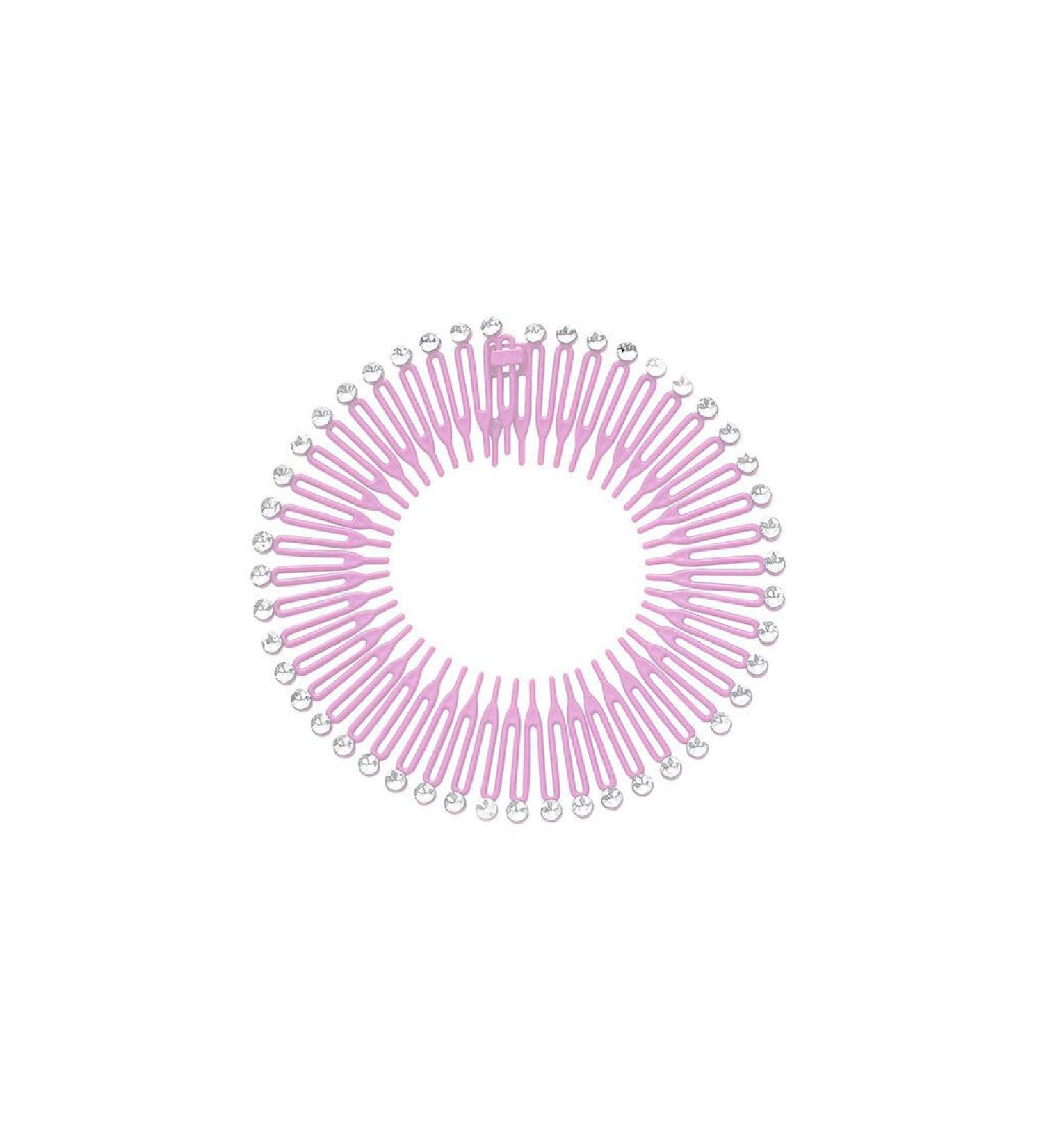 lmoikesz Full Circular Tooth Interlocking Stretch Comb Flexible Crystal Circle Combs Hairband Holder Head Band Banquet Hairstyling Pink - Buy Online on GoSupps.com