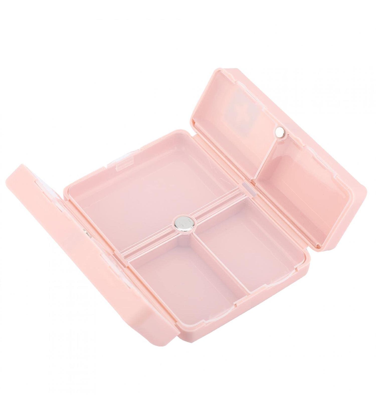 Portable Daily Pill Case - Foldable Magnetic Pill Box Organizer with 7 Compartments for Vitamins & Supplements - Pink - Buy Online on GoSupps.com