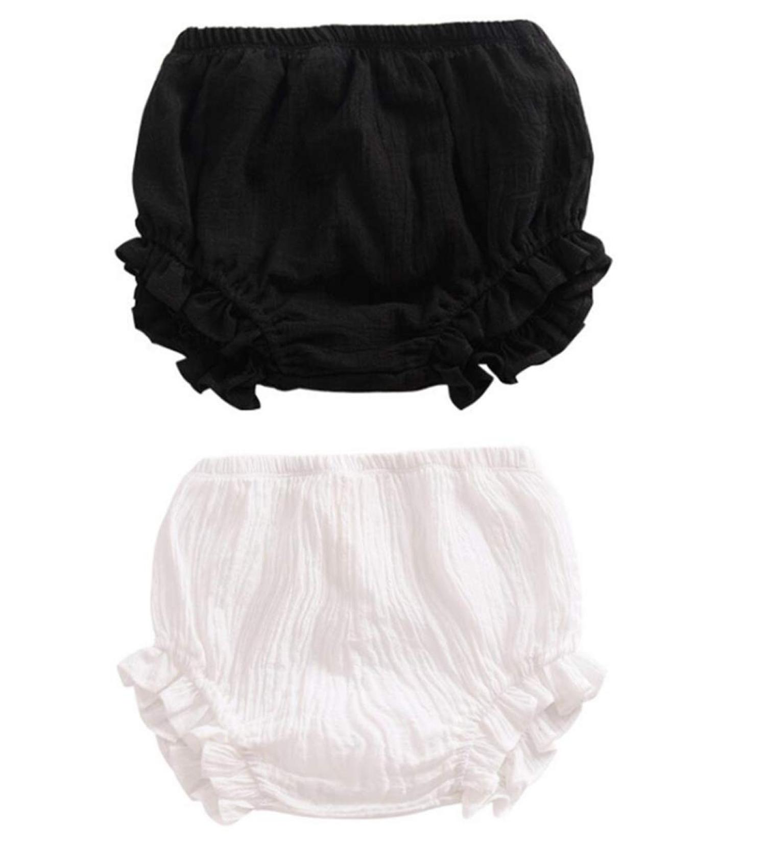 HASAKI Baby Diaper Cover - 2Pcs Toddler Newborn Linen Bloomer Set 9-12 Months Black+White - Buy Online on GoSupps.com