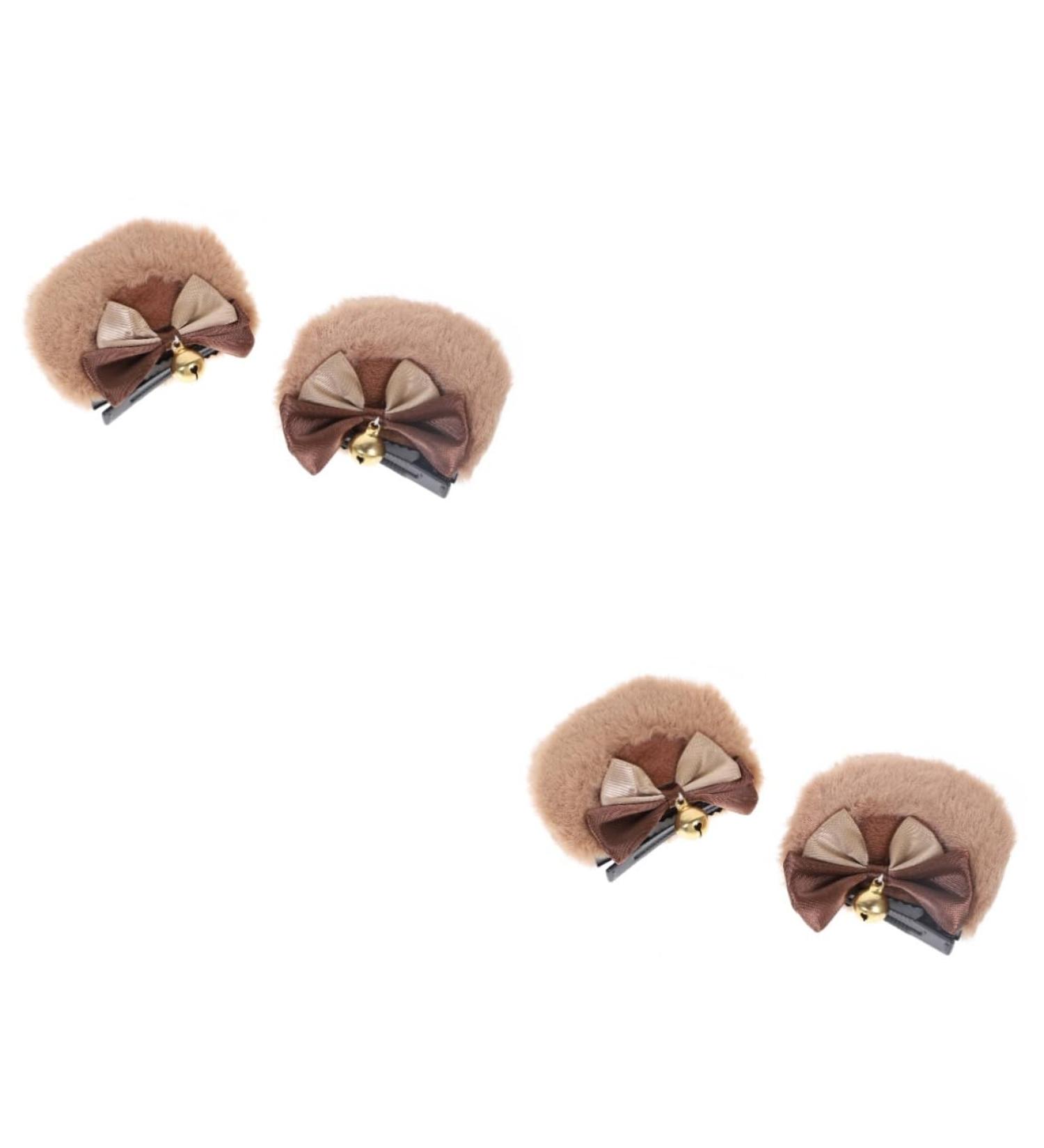 Beaupretty 2 Pairs bear ear hair clip bear hair clips bows for girls fair ears barrettes hair accessories for girls bear headband bear ears kawaii hair double bow side clip polyester Miss - Buy Online on GoSupps.com