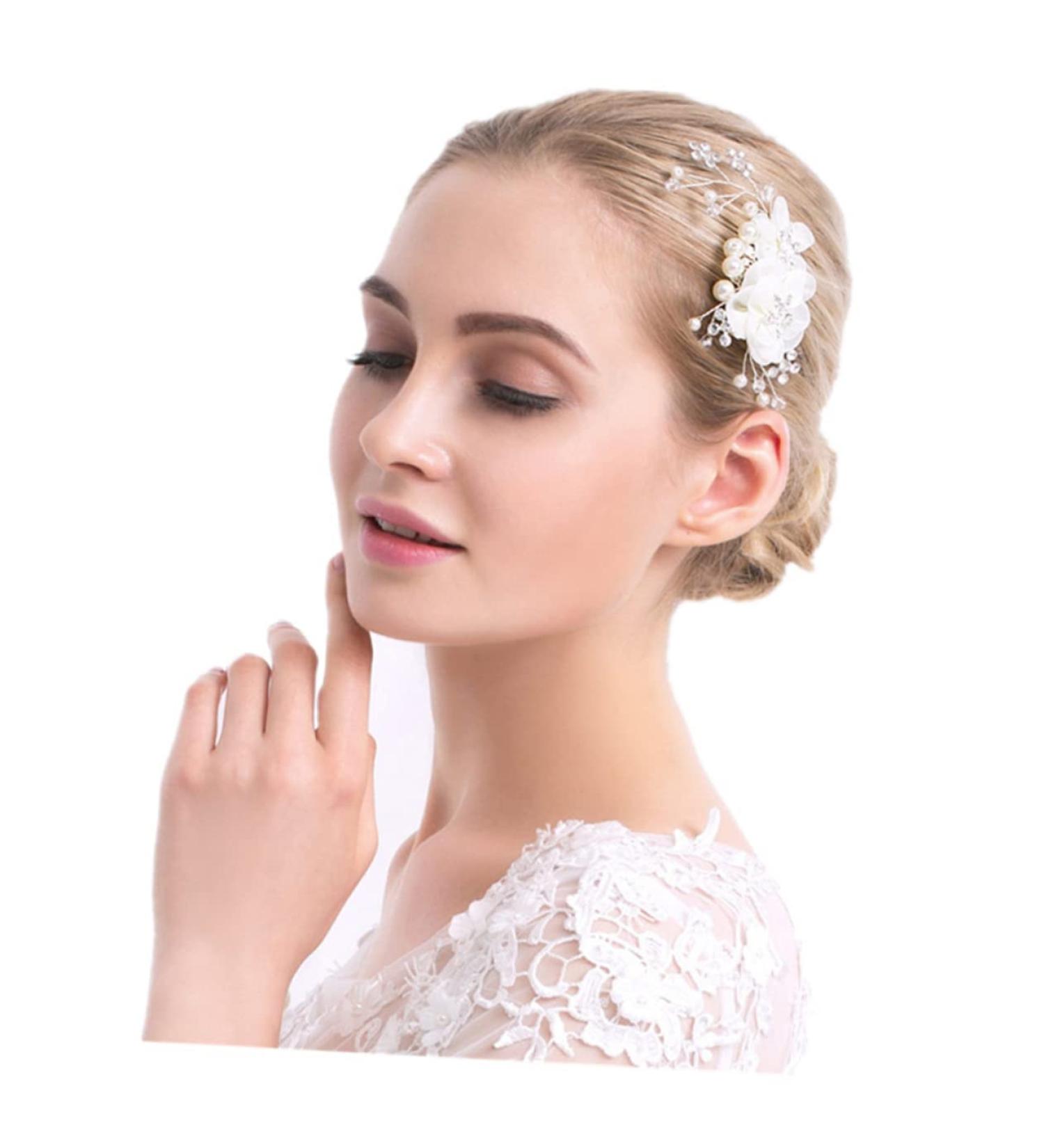 Didiseaon Wedding Headpiece for Bride Comb for Bridal Flower Hair Comb Wedding Hair Comb Decor Combs Hair Comb for Women Hair Comb for Bride Rhinestone The Flowers White Women's - Buy Online on GoSupps.com