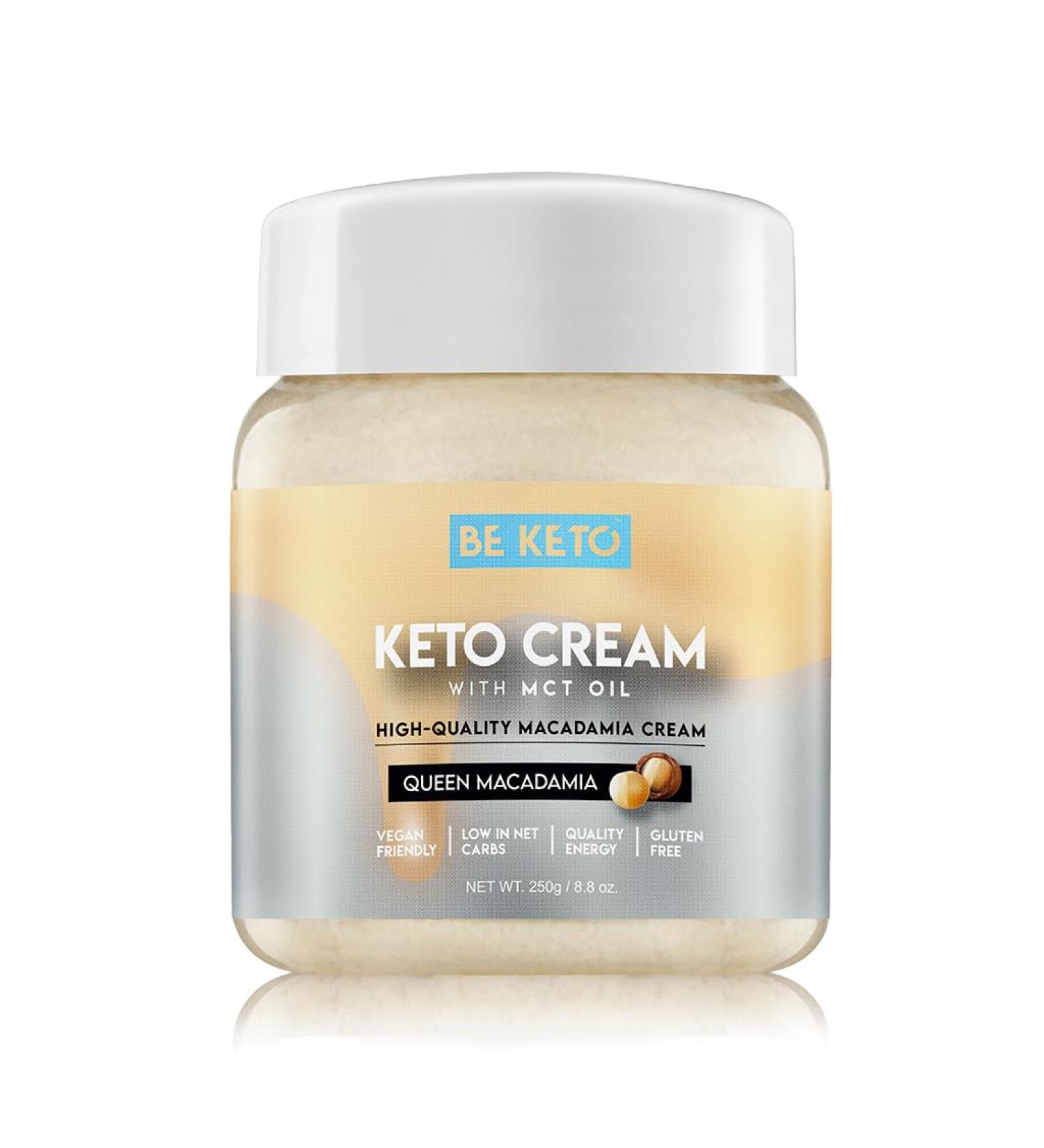 BeKeto Keto Cream Queen Macadamia with MCT Oil Plant-Based Spread for Vegan | Keto Friendly Food | gluten free 250g - Buy Online on GoSupps.com