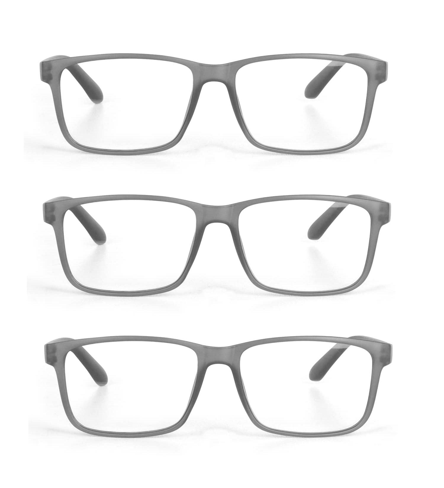 3 Pack Classic Rectangular Reading Glasses for Men & Women - Gray Brown Green - 3.0 Diopters - International Shipping Available - Buy Online on GoSupps.com