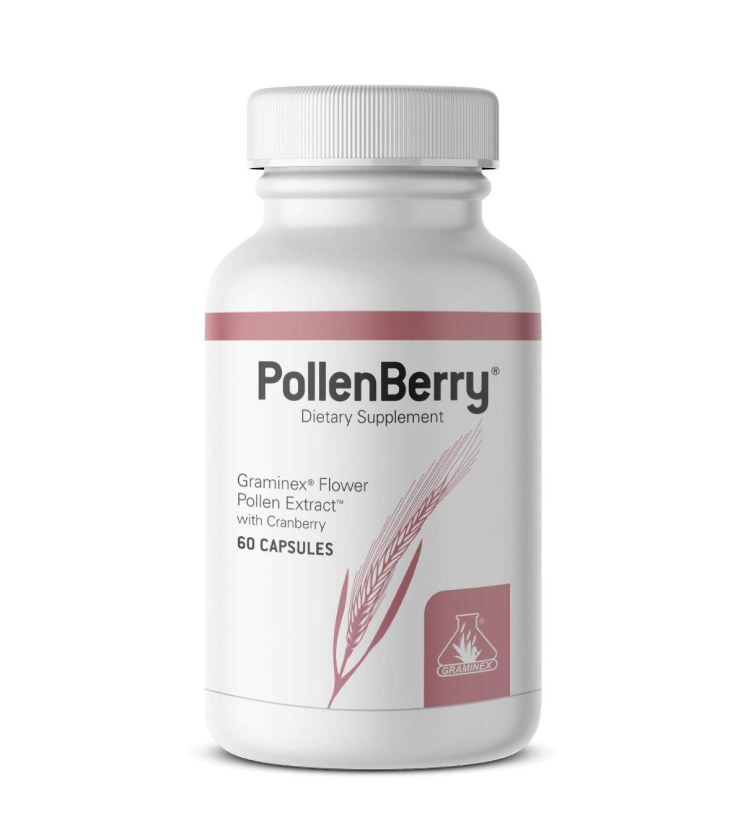 Graminex PollenBerry Dietary Supplement - Cranberry & Flower Pollen Extract for Skin, Urinary Tract & Bladder Health - 60 Capsules - Buy Online on GoSupps.com