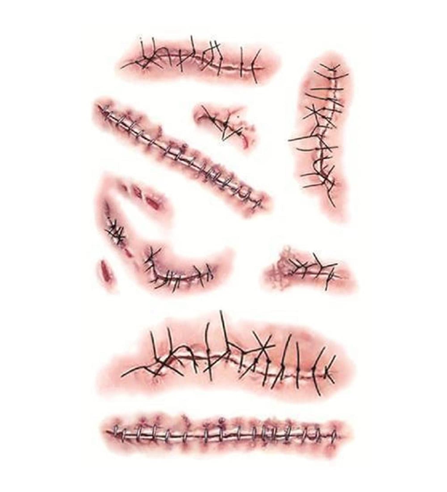 3D Bloody Wound Scab Temporary Tattoos for Halloween - Waterproof Body Face Sticker - Buy Online on GoSupps.com