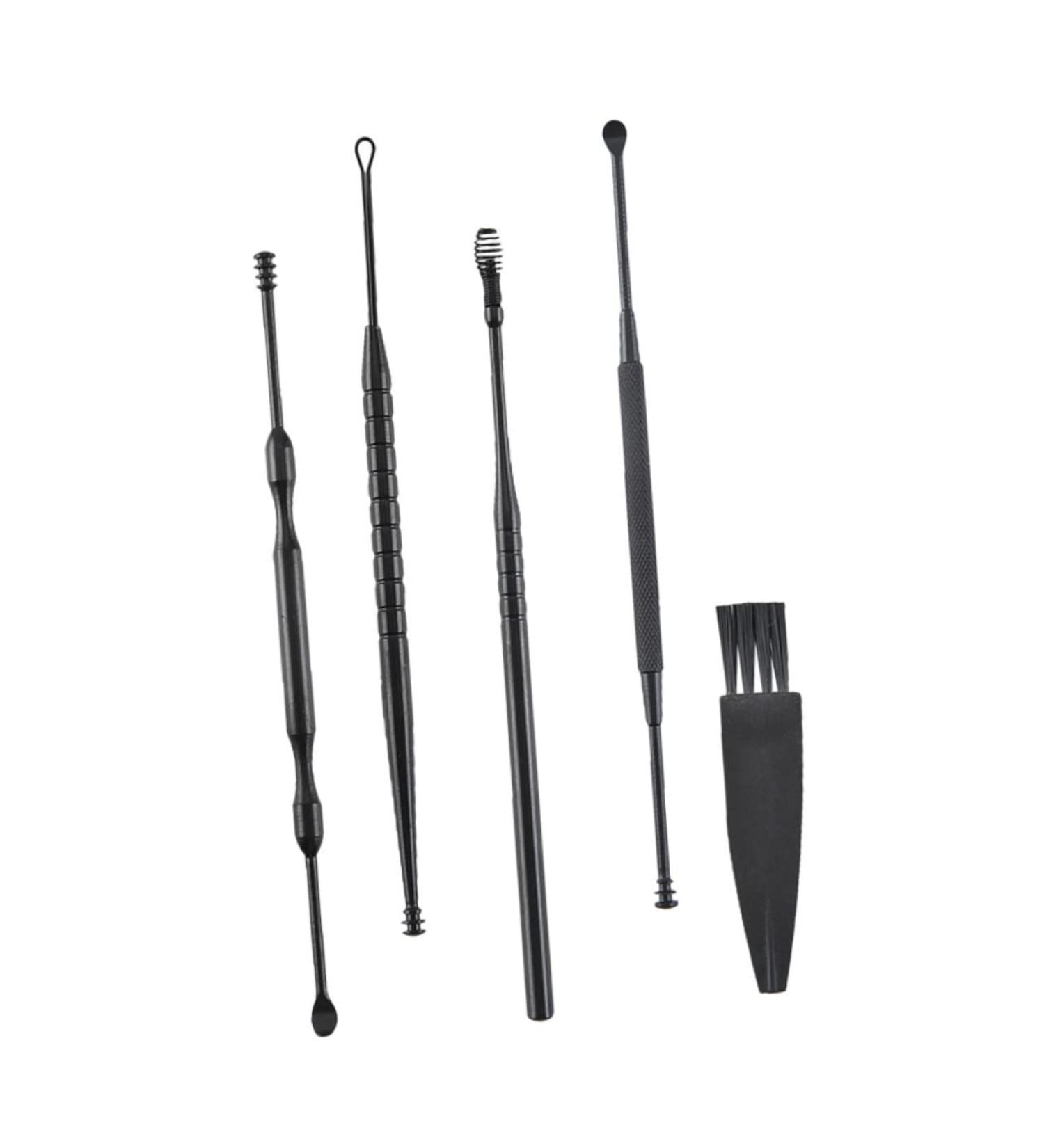 ULTECHNOVO Ear Cleaner Cleaning Brush Set - Portable Ear Pick Tool Kit for Gently Cleaning Ear Canal - Black, 12x0.5cm - Buy Online on GoSupps.com
