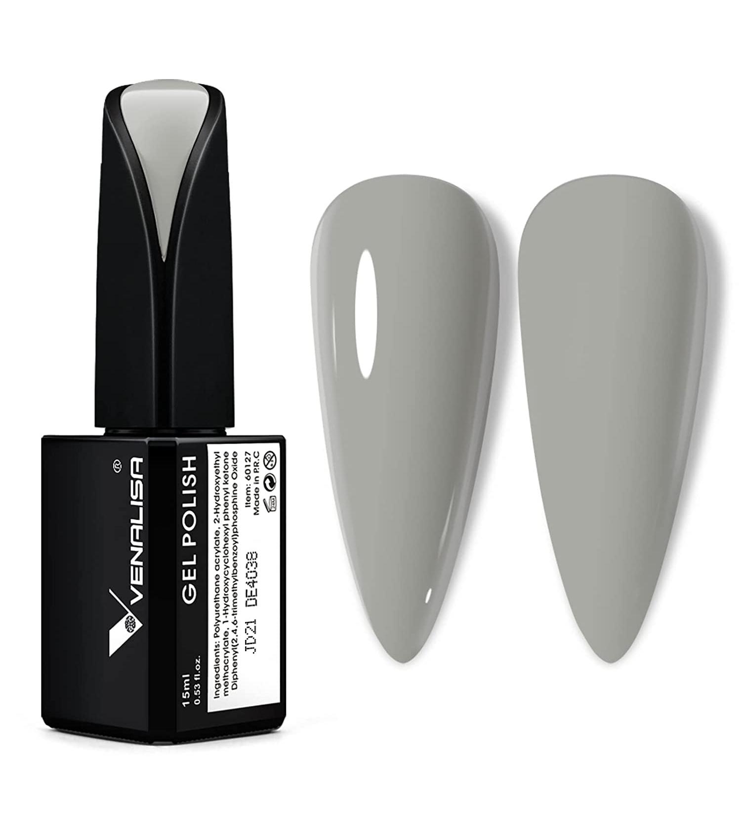 VENALISA Deep Grey Gel Nail Polish 15ml - Glossy Matte Neutral Color, Long Lasting Soak Off LED Varnish | DIY Manicure Kit, Beauty Gift - Buy Online on GoSupps.com