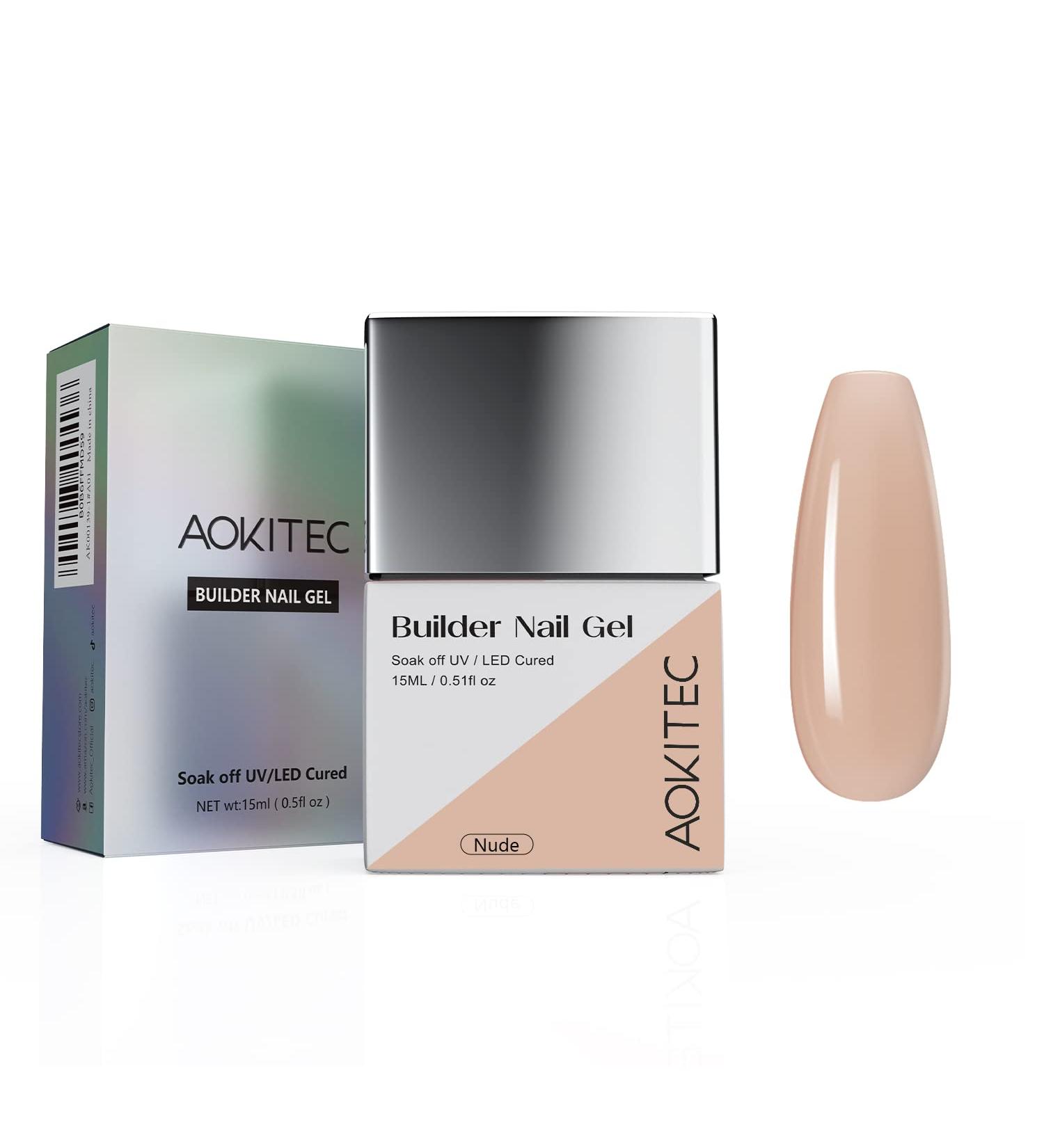 Aokitec 7-in-1 Builder Nail Gel 15ML - Nail Strengthener, Extension, Rhinestone Base Coat - UV LED Soak Off Gel Nail Polish - Buy Online on GoSupps.com