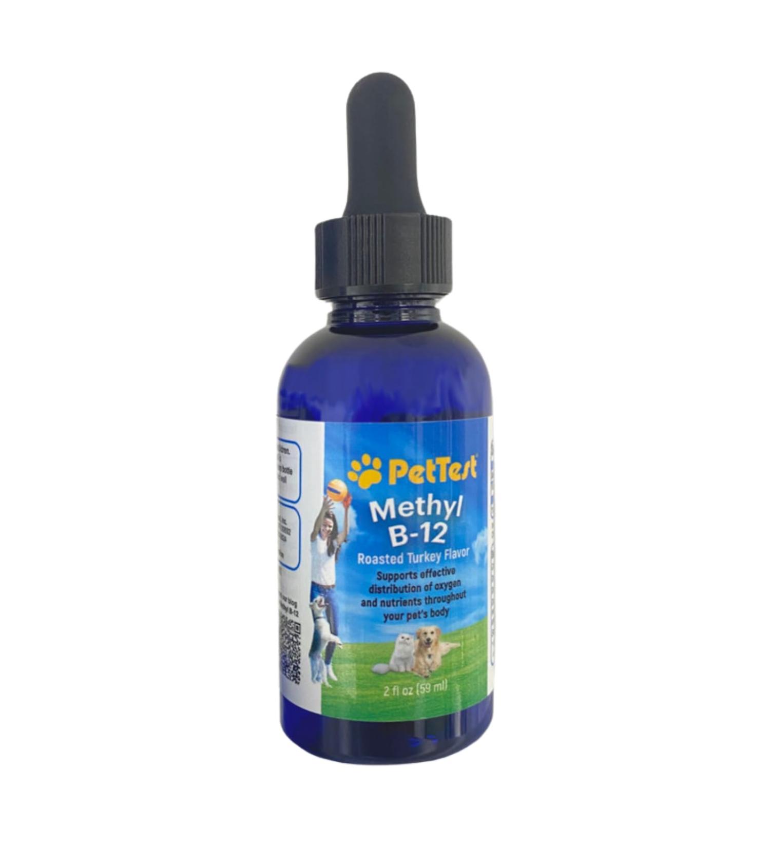 PetTest Methyl B12 Vitamin Liquid Drops 2fl oz (5000 MCG) Supplement with Methylcobalamin for Diabetic Pets Maximum Absorption to Increase Energy for Dogs and Cats 2 fl oz - Buy Online on GoSupps.com