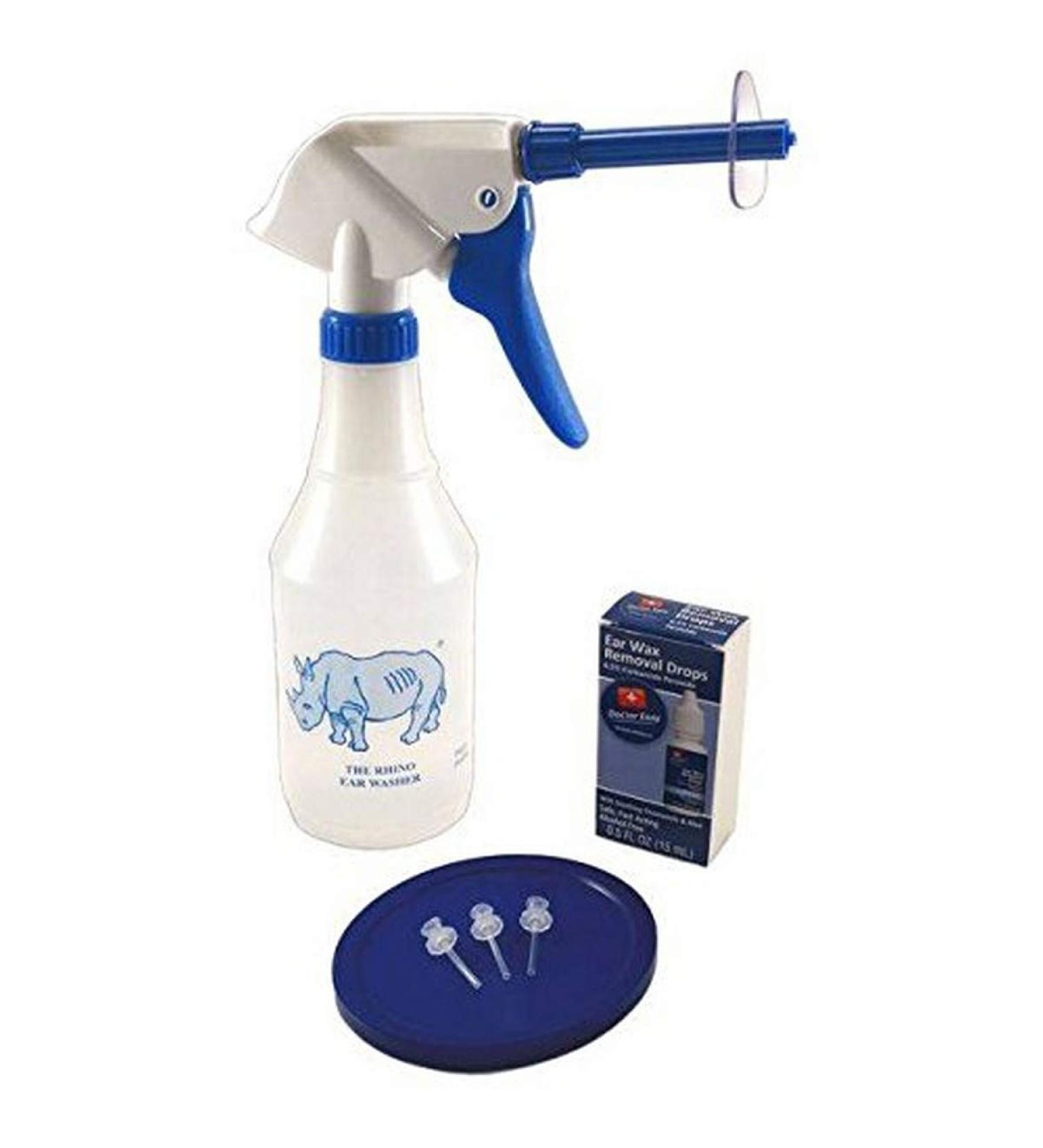 DOCTOR EASY Rhino Ear Washer Bottle System with Wax Removal Drops  Blue/Clear