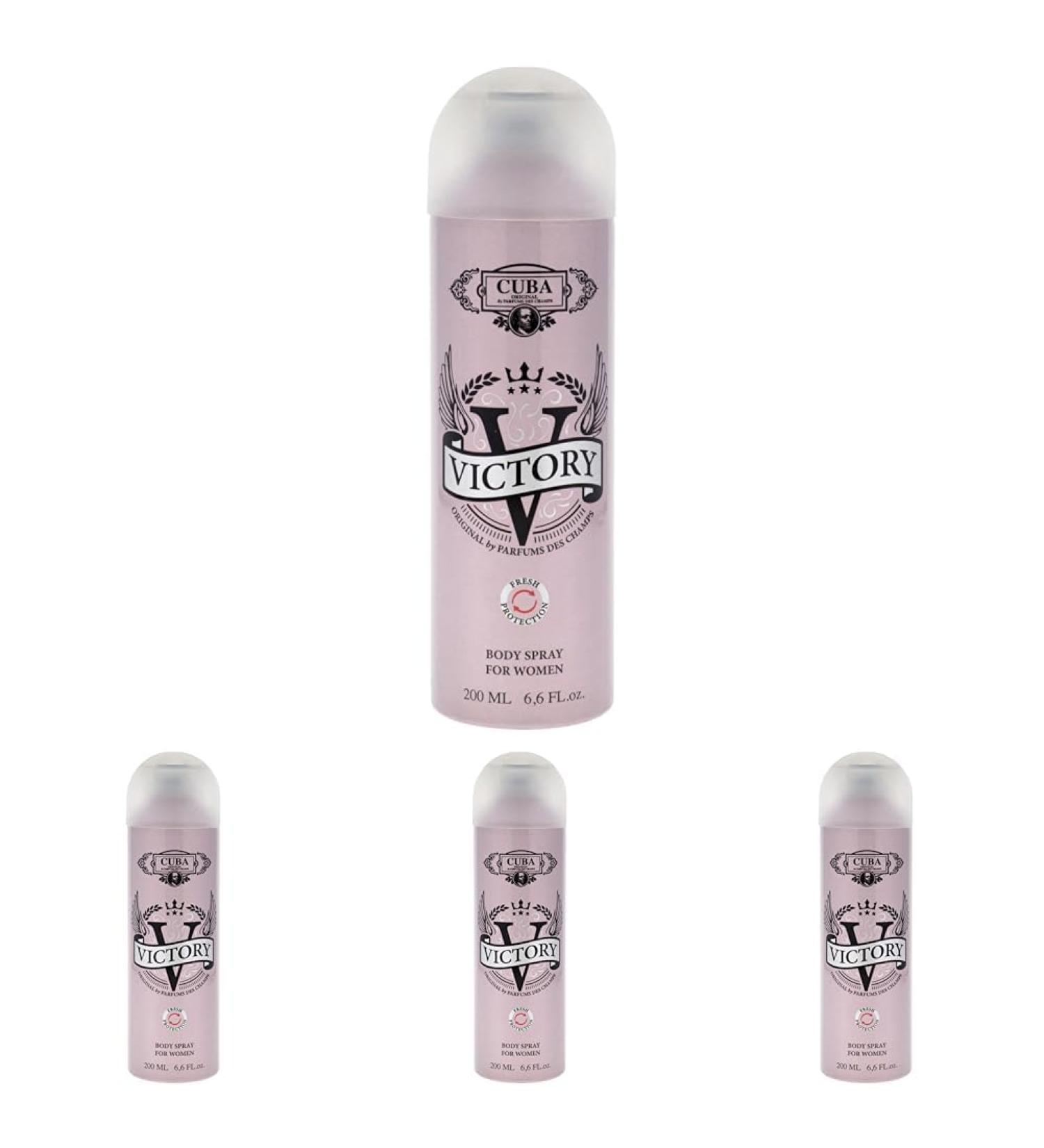 Cuba Victory for Women - 6.6 oz Body Spray (Pack of 4)