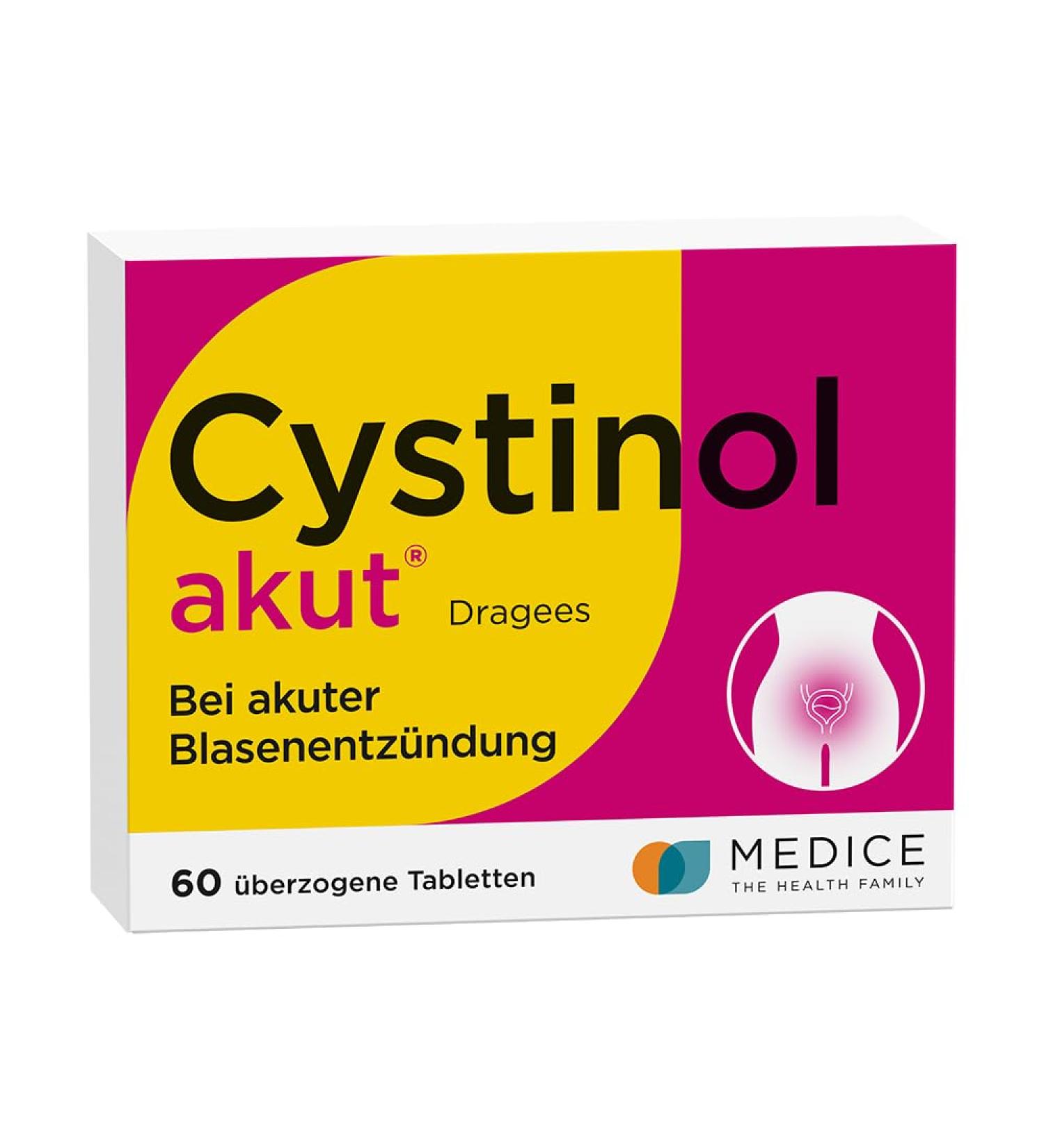 Cystinol Acute 60 Dragees - Fast Relief for Bladder Inflammation & Urinary Tract Infection - Antibacterial Vegetable Medicine - International Shipping Available - Buy Online on GoSupps.com