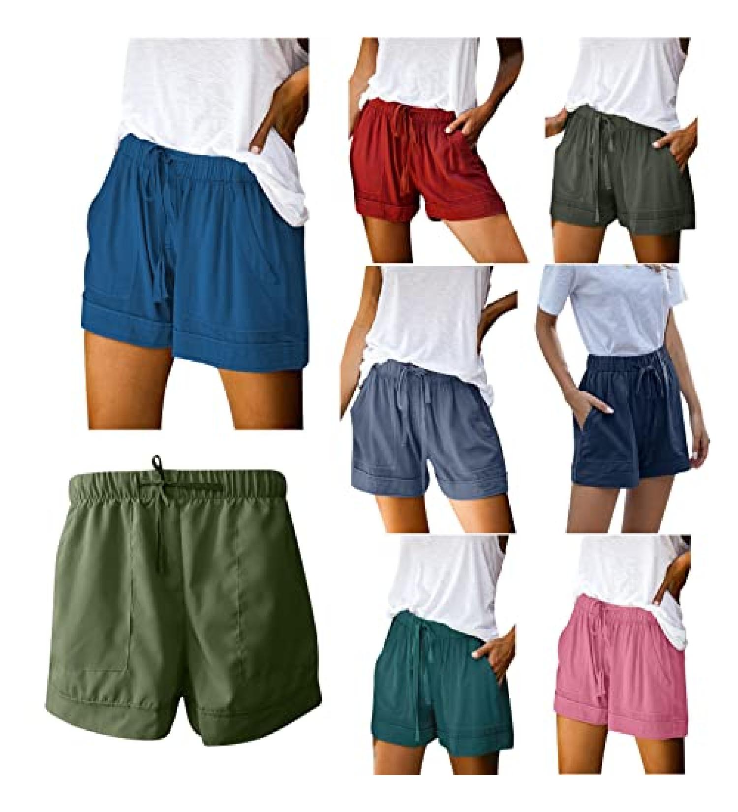 Women's Casual Ruffle Shorts - Green | Elastic Waist, Drawstring, Comfy & Stylish | Large - Buy Online on GoSupps.com