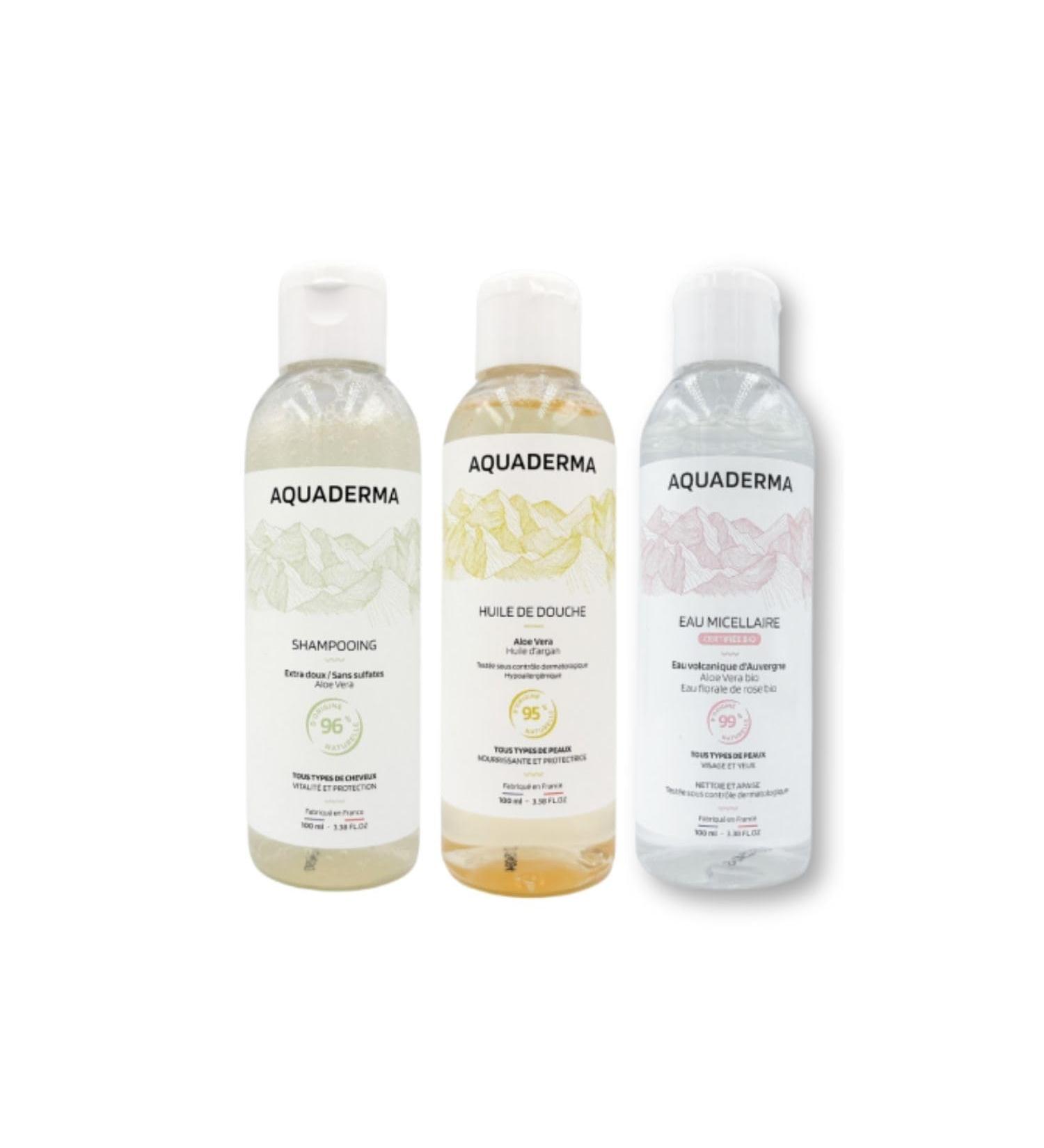 Aquaderma Set of 3 products: Shower oil + Micellar water + Shampoo - 100 ml