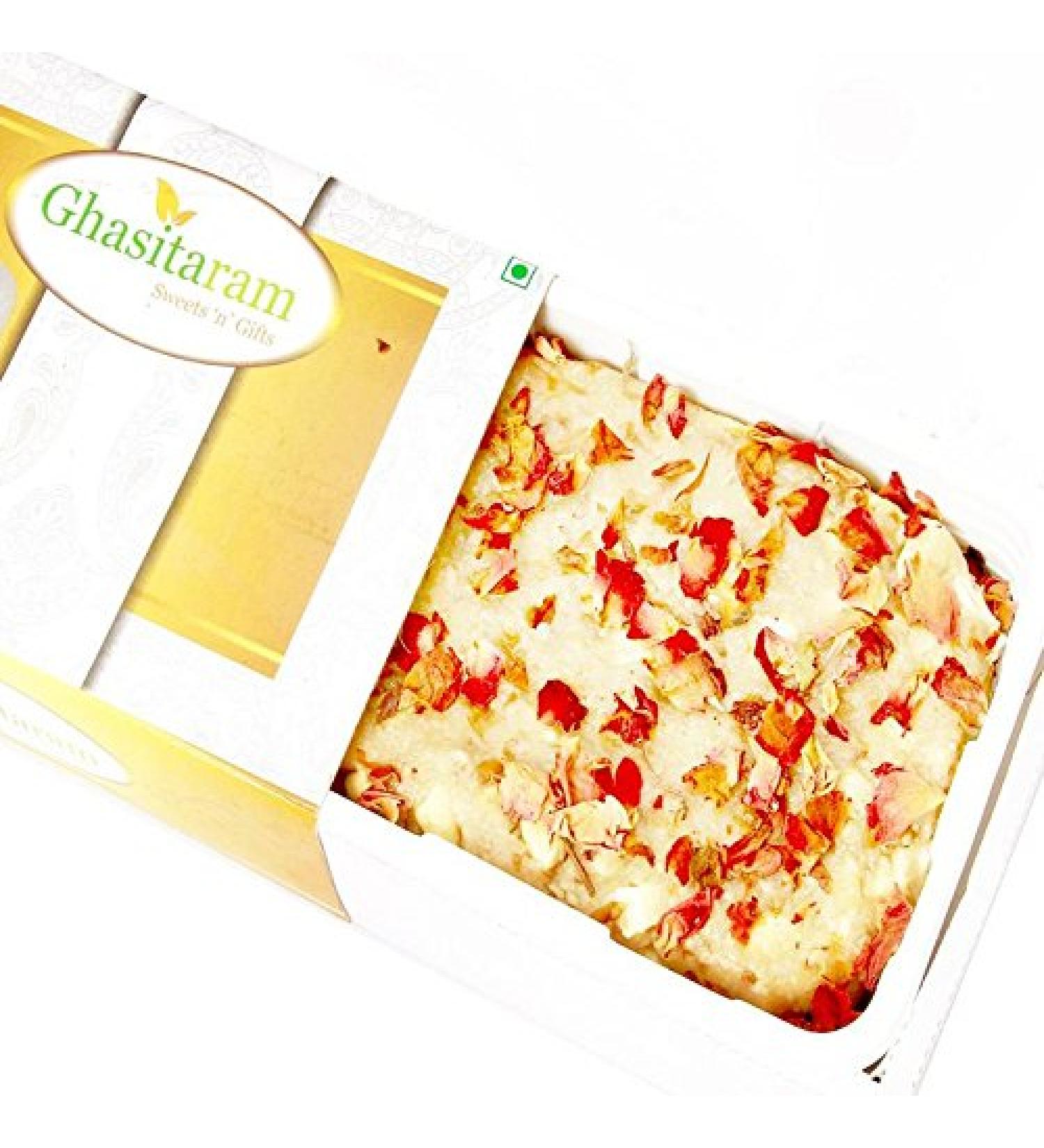 Ghasitaram Gifts Valentines Gift for Girlfriend/Boyfriend/Husband and Wife - Valentine Sweets - Gulkand Cashew Cake Valentines Gift Gulkand Cashew Cake - Buy Online on GoSupps.com