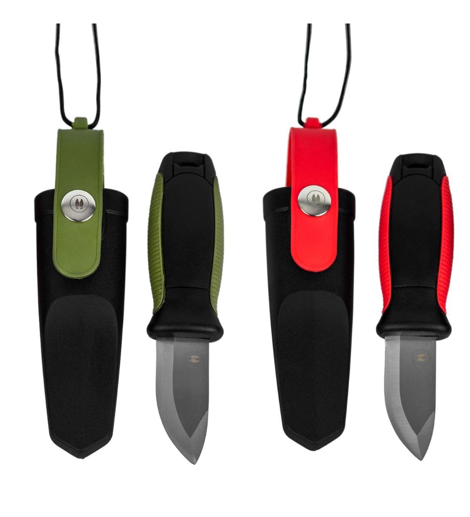 STEIGER Mini Survival Camping Knife - 5.5cm Blade Neck Hanging Red/Green by Alces - Ideal for Hunting Fishing Trekking & SOS Emergency - Buy Online on GoSupps.com