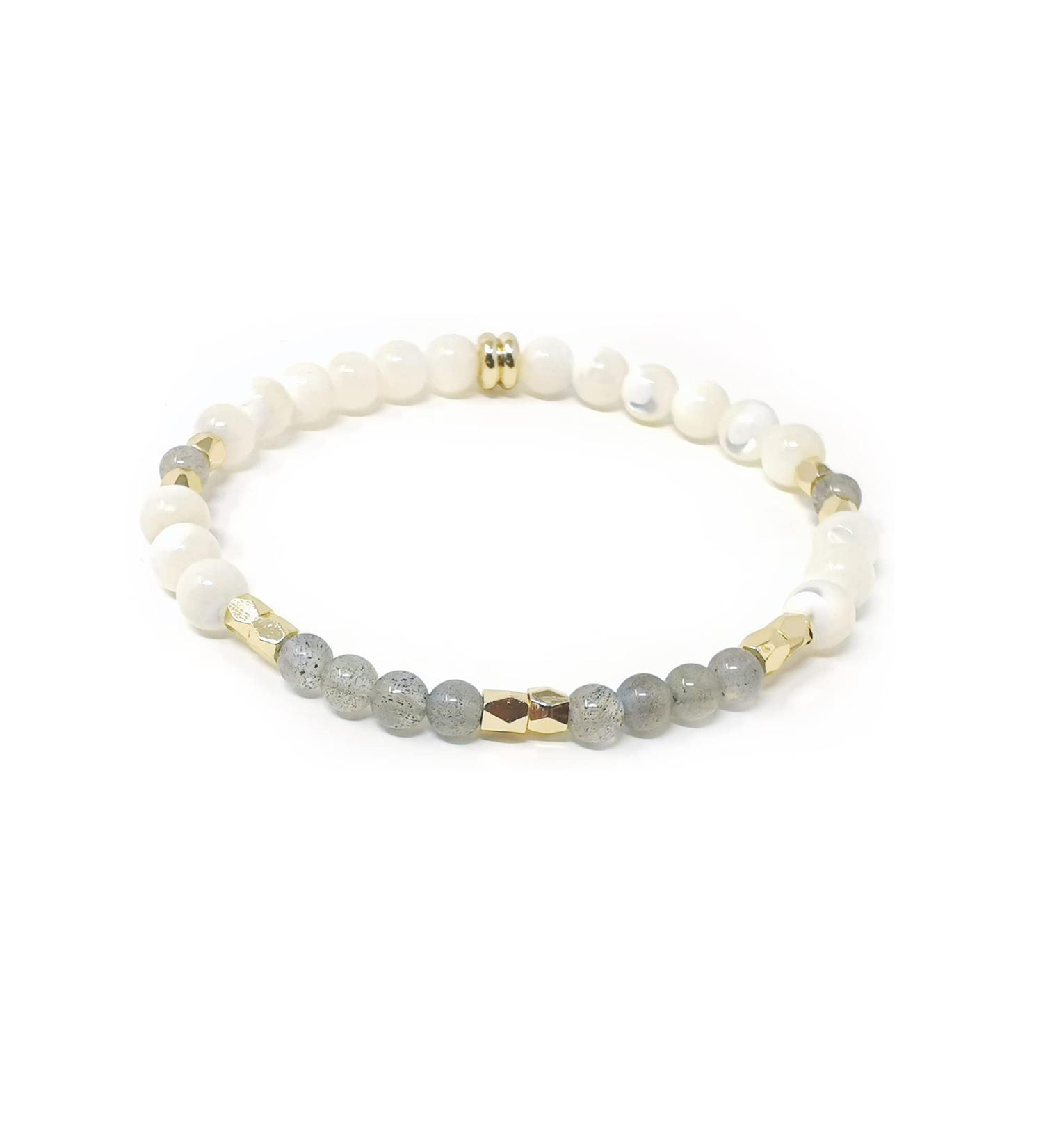 Serendipity Bracelet with Labradorite and MOP (for women) SPTY-AW1-U1 Healing Crystal Jewelry for Magic + Psychic Gifts + Self Discovery + Protection + Communication + Discover True Self + Relationships Medium