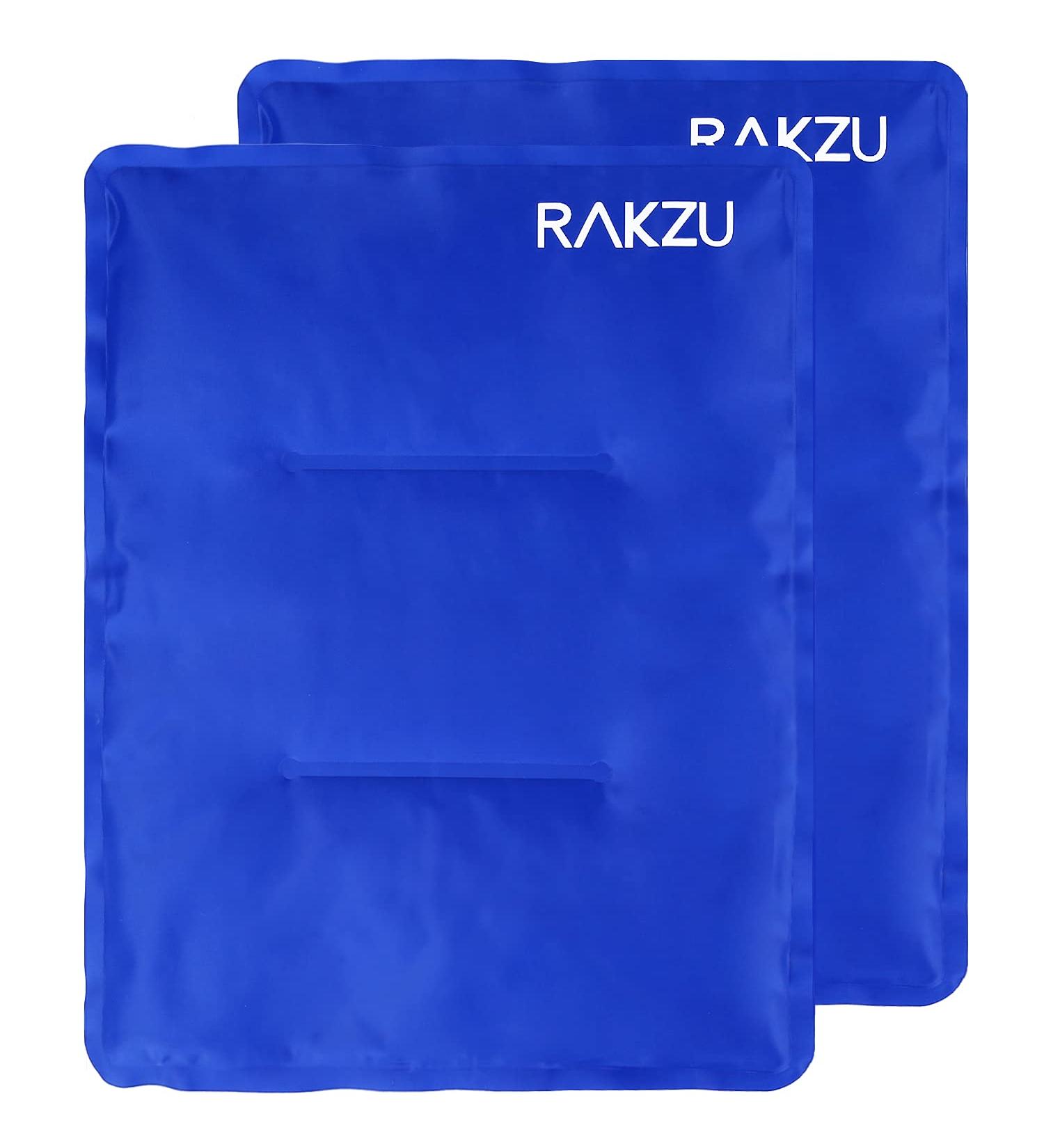 RAKZU 2 Pack Ice Pack for Injuries - Large 14 x 11 Reusable Gel Pack for Hot & Cold Therapy - Flexible Pain Relief for Shoulder, Knee, Back, Hip Aches - Buy Online on GoSupps.com