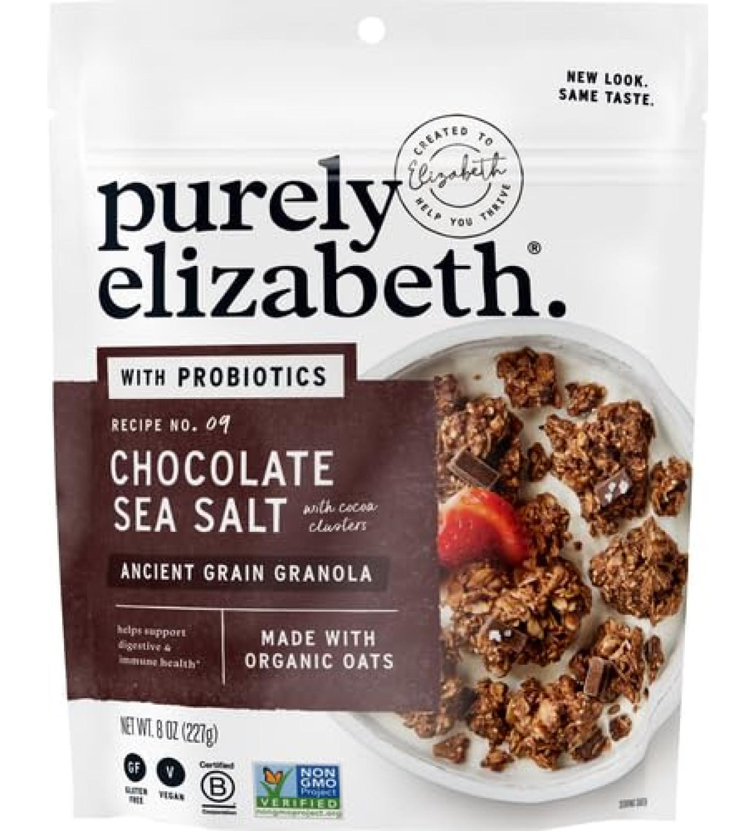 Purely Elizabeth Chocolate Sea Salt Ancient Grain Granola - Gluten-Free  Vegan & Probiotic Snack - 2 Count - Buy Online on GoSupps.com