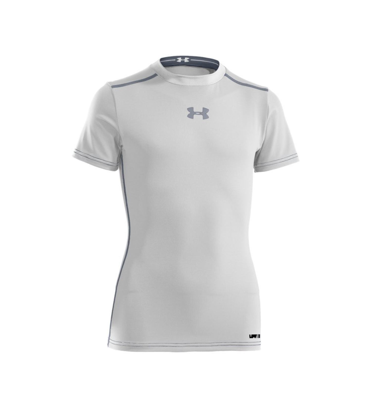 Under Armour Boys Top HG Sonic Fitted Short Sleeve 128 (YSM) White