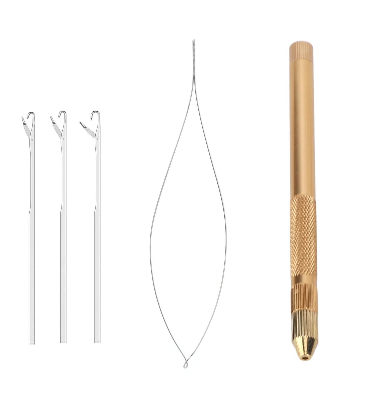 Hair Extension Tools Alloy Threader Pulling Hook Loop for Professional Hair Styling Accessory Practical Design Portbale Suitable Women Girls Hair Makeup(Gold) - Buy Online on GoSupps.com