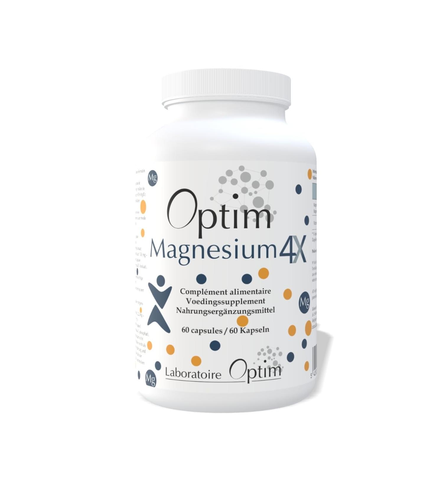 Bionoto Optim Magnesium 4X 60 capsules Magnesium complex bisglycinate citrate malate & acetyl taurate ATAMg + Vitamin B6 Supplement - Buy Online on GoSupps.com
