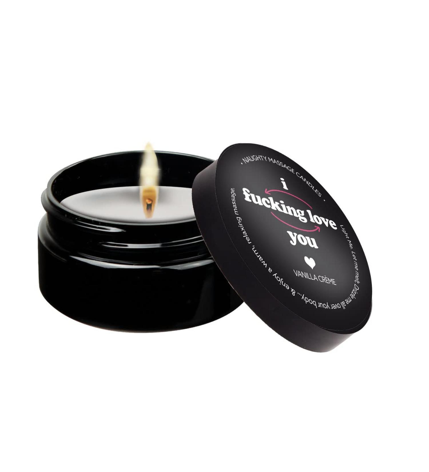 Kama Sutra Massage Candle I F*cking Love You Vanilla Creme - 1.7 Oz Funny Dirty Candle for Boyfriend Girlfriend Wife Husband I Love You Gifts Birthday Anniversary Christmas Valentine