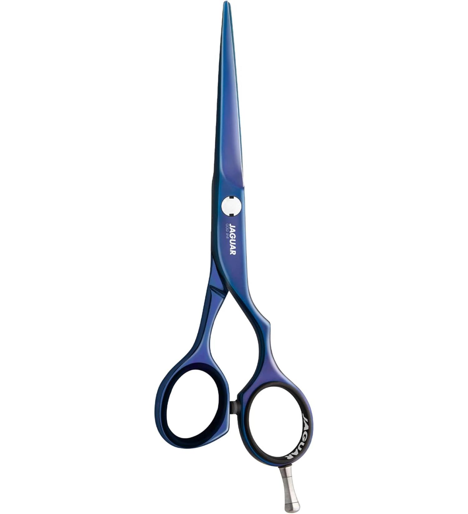 JAGUAR Diamond E TB 5.5 Inch Hairdressing Scissors Offset Design Anti Allergy High Gloss Coating - Titanium Blue - Buy Online on GoSupps.com