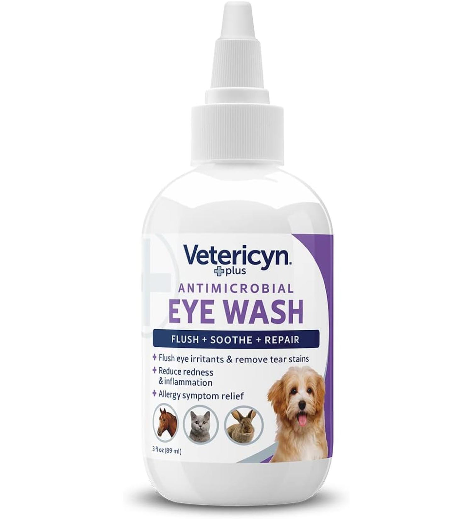 Vetericyn Plus All Animal Eye Wash - Safe & Effective Solution for Irritated Eyes | Relieves Pink Eye & Allergies | Daily Eye Care for Pets - 3 oz - Buy Online on GoSupps.com