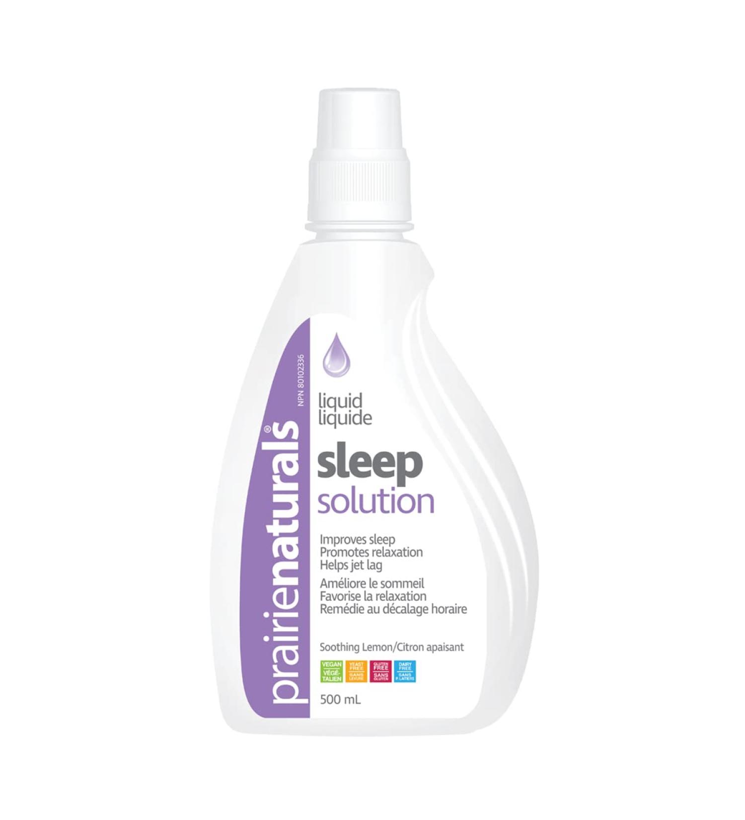 Prairie Naturals Melatonin Sleep Solution 500mL helps relax helps increase total sleep time helps reset the body s sleep cycle helps falling asleep faster. Gentle lemon flavour no refrigeration needed fast-acting liquid formula non habit-forming. - Buy Online on GoSupps.com