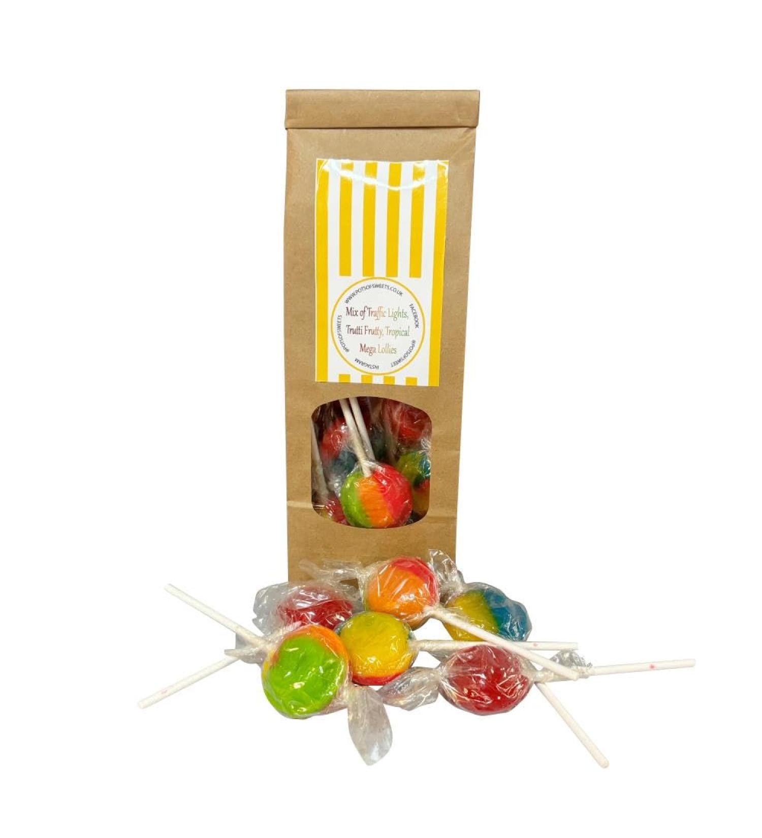 Personalized Customise With Your Own Message Bag of 9 Mix Mega Lollies Tropical Traffic Lights and Tutti Fruity 3 of each - Buy Online on GoSupps.com