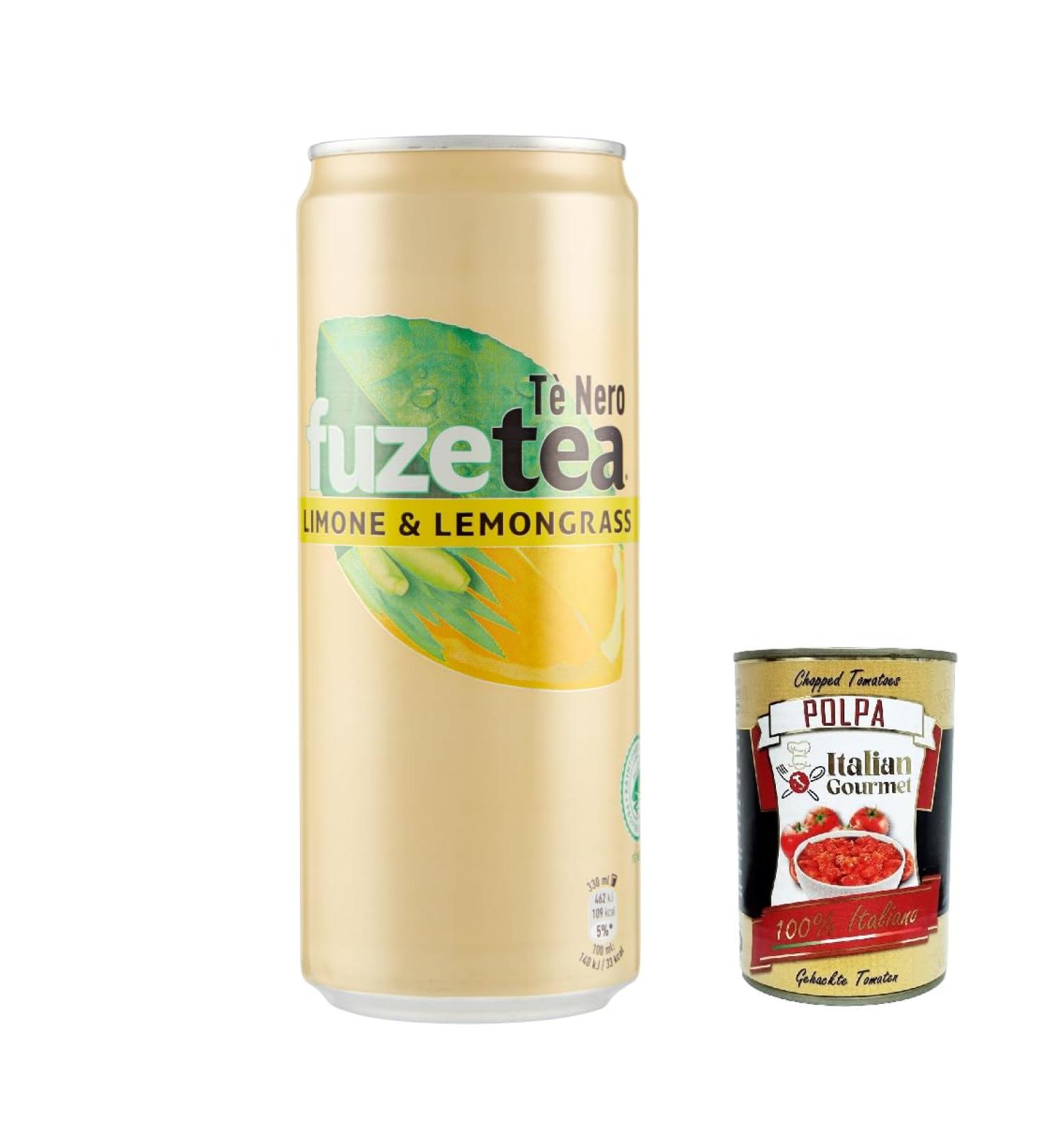  Italian Gourmet E.R. 72 x Fuze Tea black tea lemon with a hint of lemon sleek can 33 cl lemon iced tea + Italian gourmet polpa 400 g - Buy Online on GoSupps.com