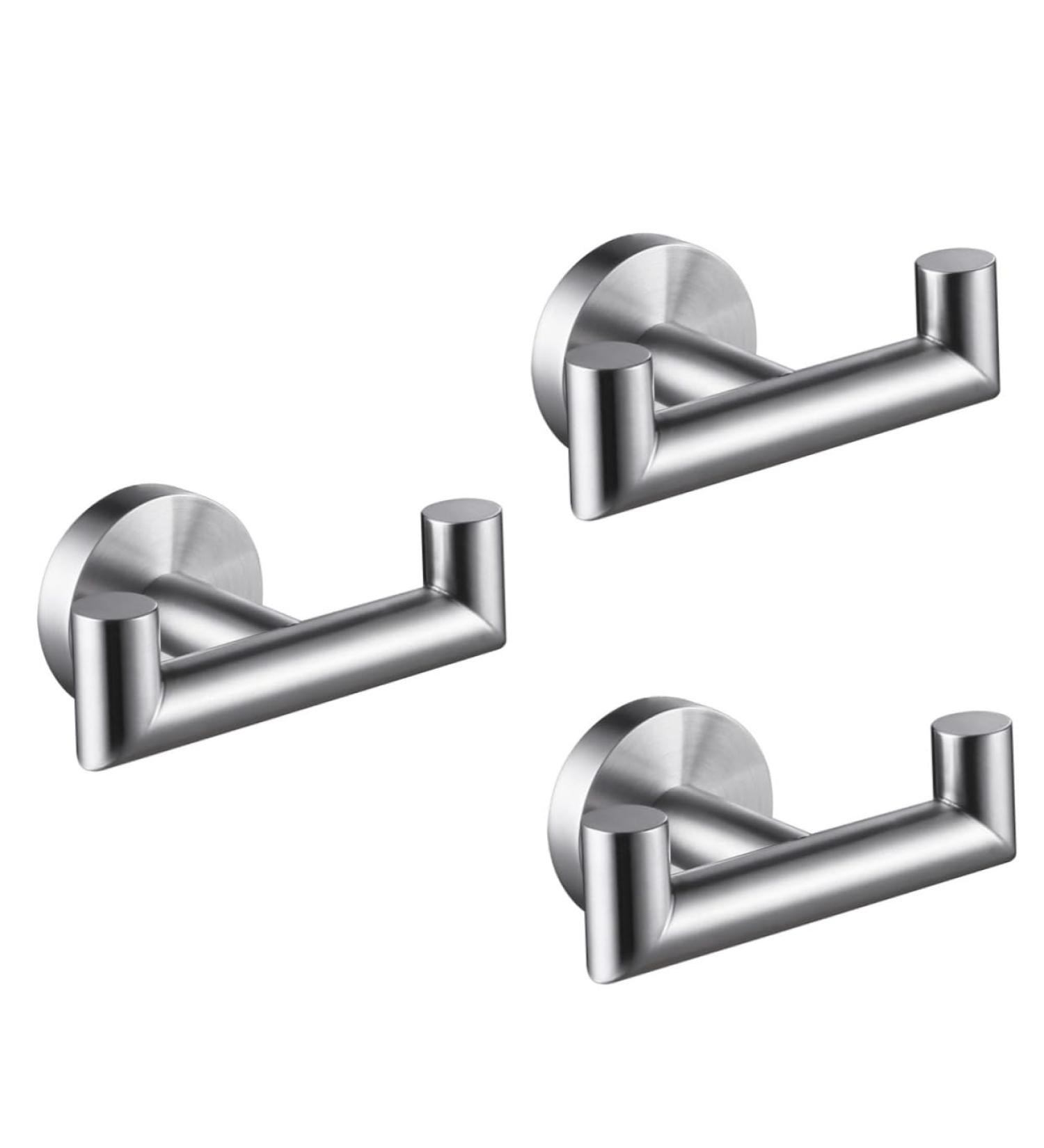 Alipis 3pcs Coat Hook Hooks for Hanging Towels Stainless Steel Double Hand Towel Hanger for Wall Bathrobe 9.8x5.8cmx3pcs Silverx3pcs - Buy Online on GoSupps.com