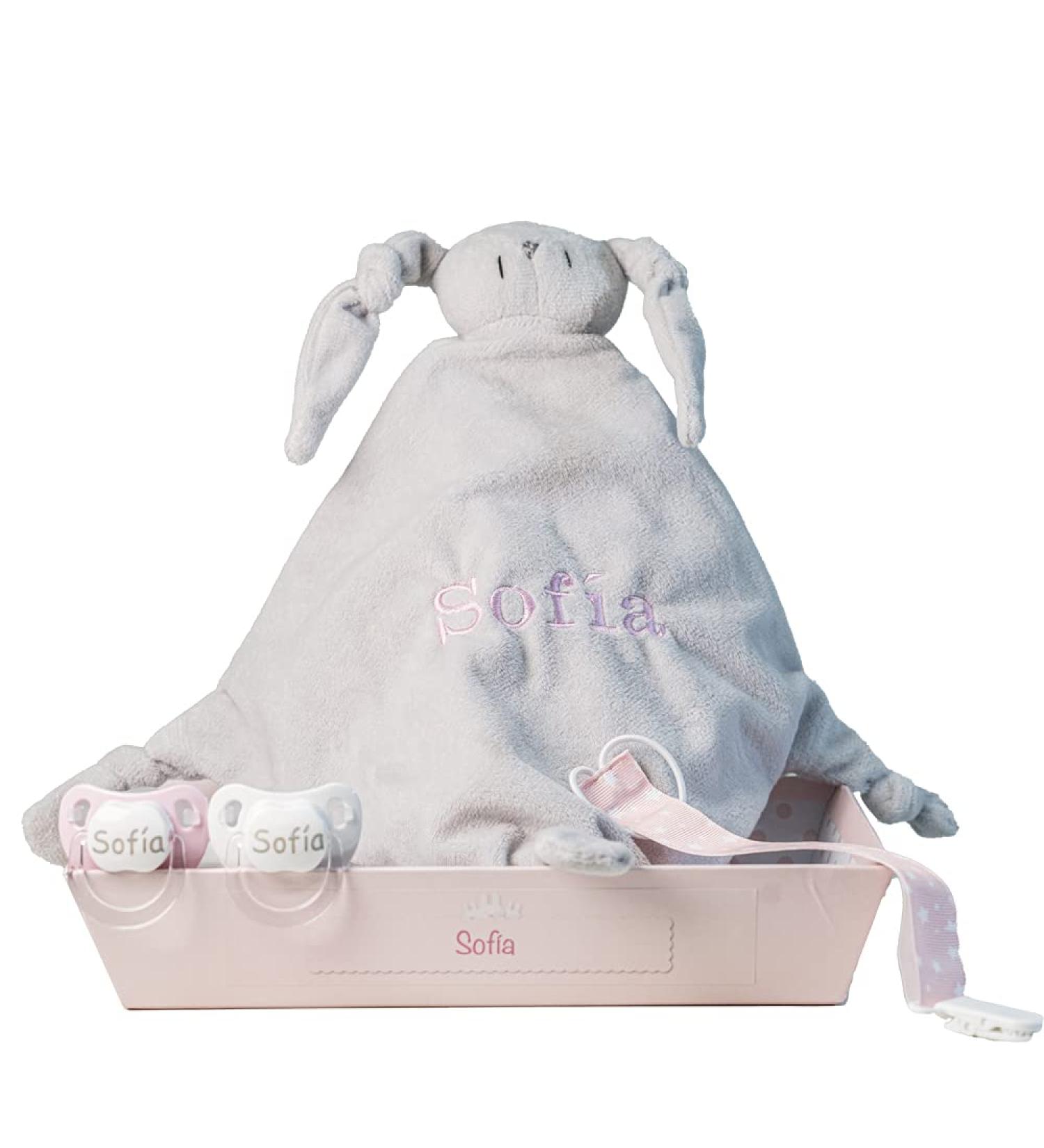 Personalized Newborn Gift Set - Custom Pacifiers Doudou & Clip for Girls (0-6 Months) - Perfect Baby Shower Gift - Buy Online on GoSupps.com