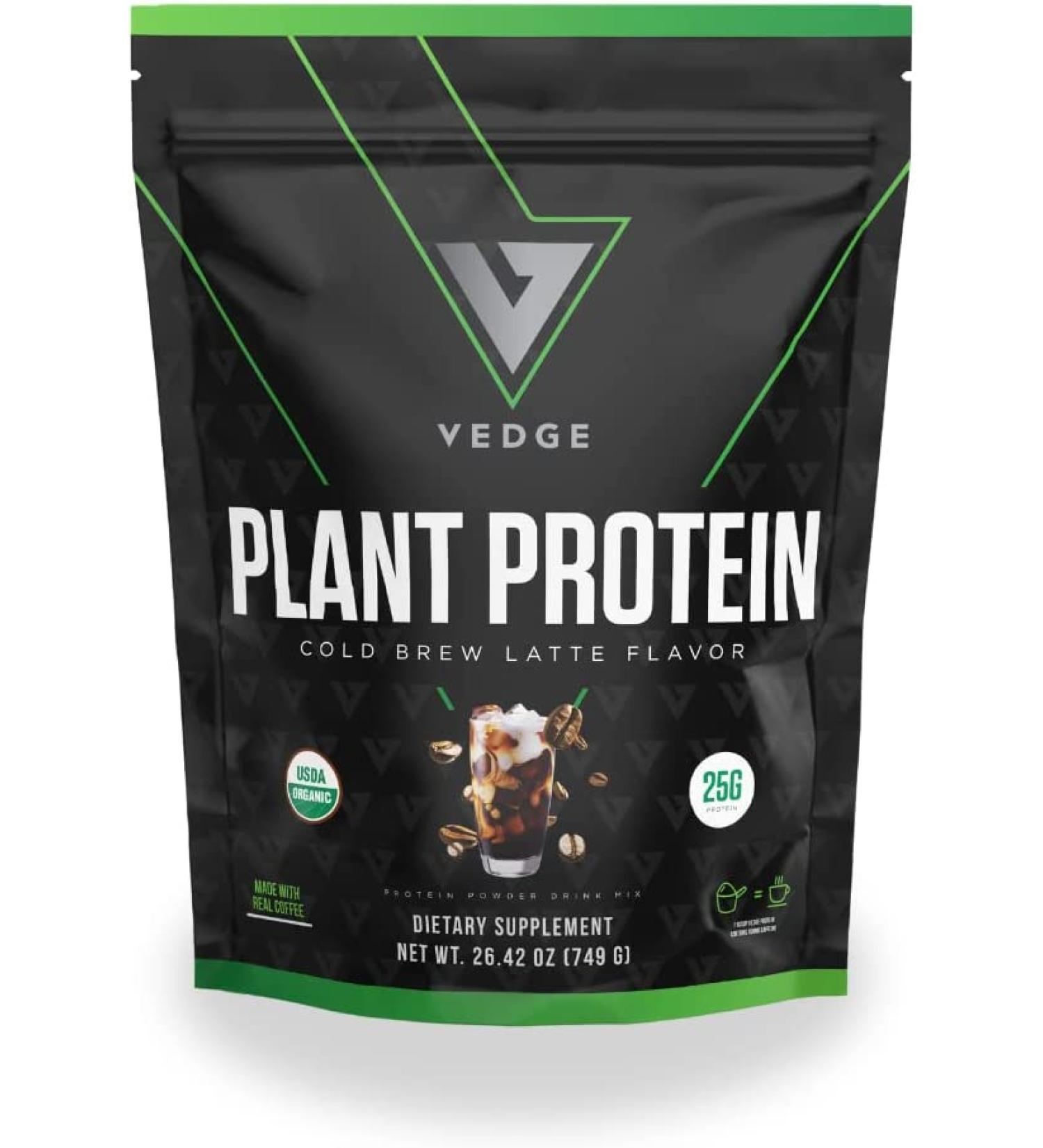 Vedge Organic Plant Protein Cold Brew Latte (20 Servings) | Vegan & Gluten-Free Powder USDA Certified | Non-Dairy Nutrition Plant Protein - Buy Online on GoSupps.com