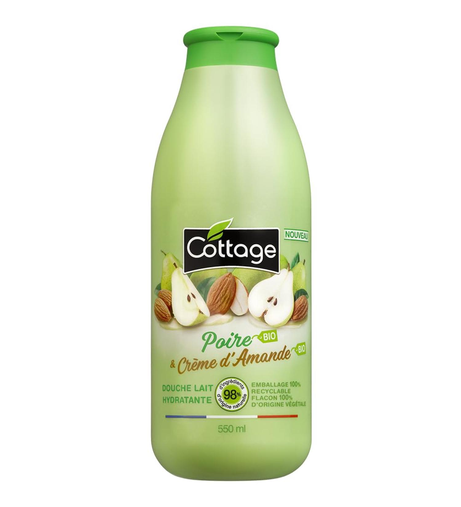 Cottage Moisturizing Milk Shower Gel Organic Pear & Organic Almond Cream 98% Natural Ingredients 100% Natural Bottle - Buy Online on GoSupps.com