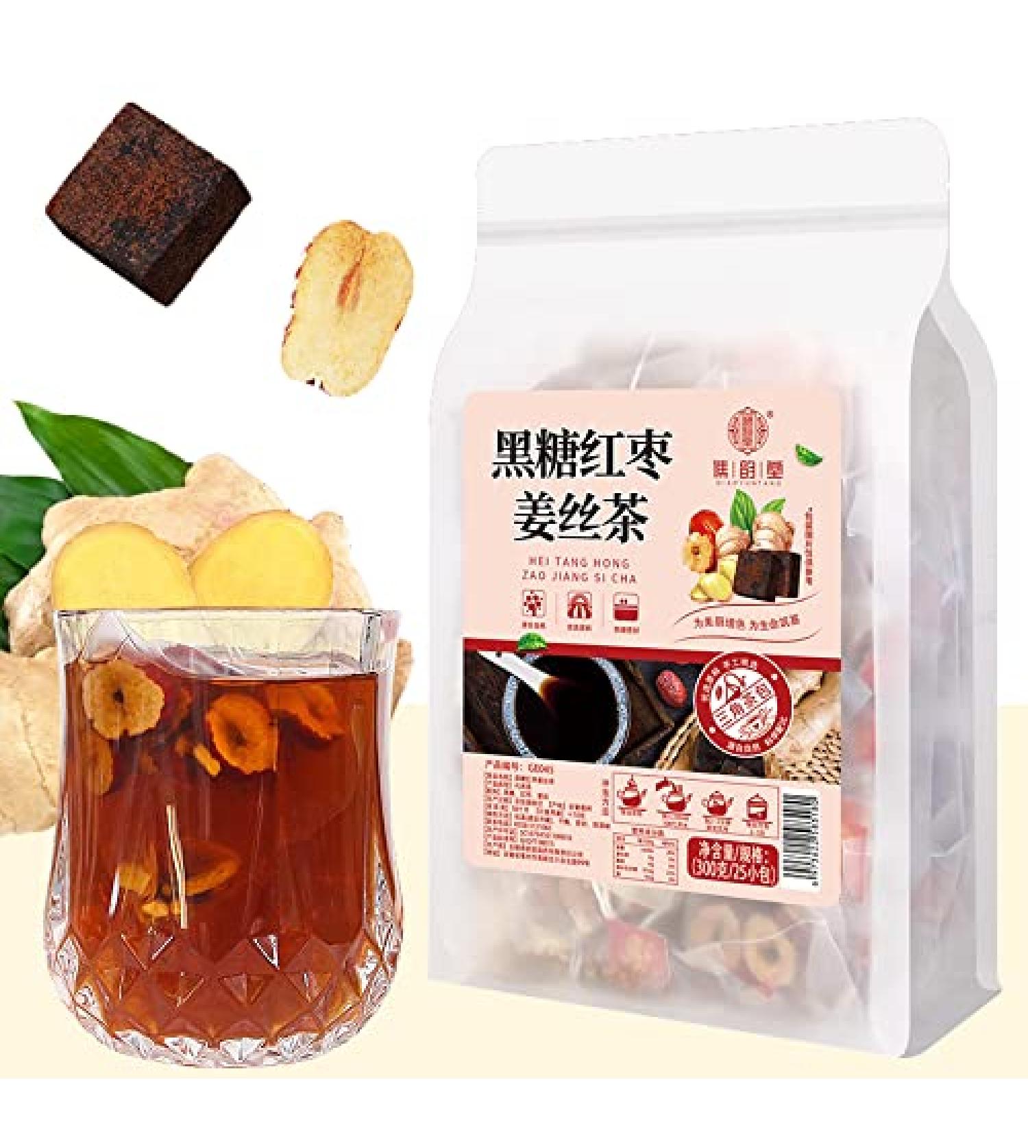 Black sugar red jujube ginger silk tea 10.58 oz (12g 25packets) Ginger flavor Jujube tea 300g - Buy Online on GoSupps.com