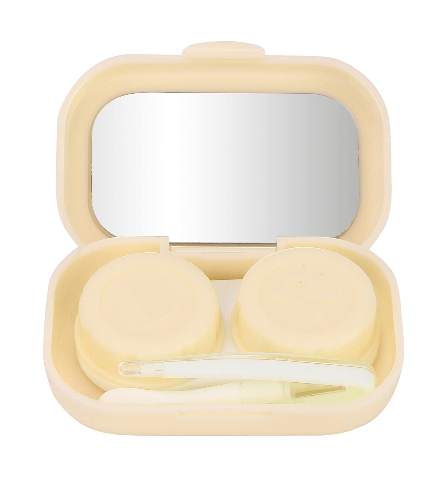 NATUDECO Mini Travel Contact Lens Box Set - Portable Holder & Tweezers for Home Office & Travel (Yellow) - Buy Online on GoSupps.com