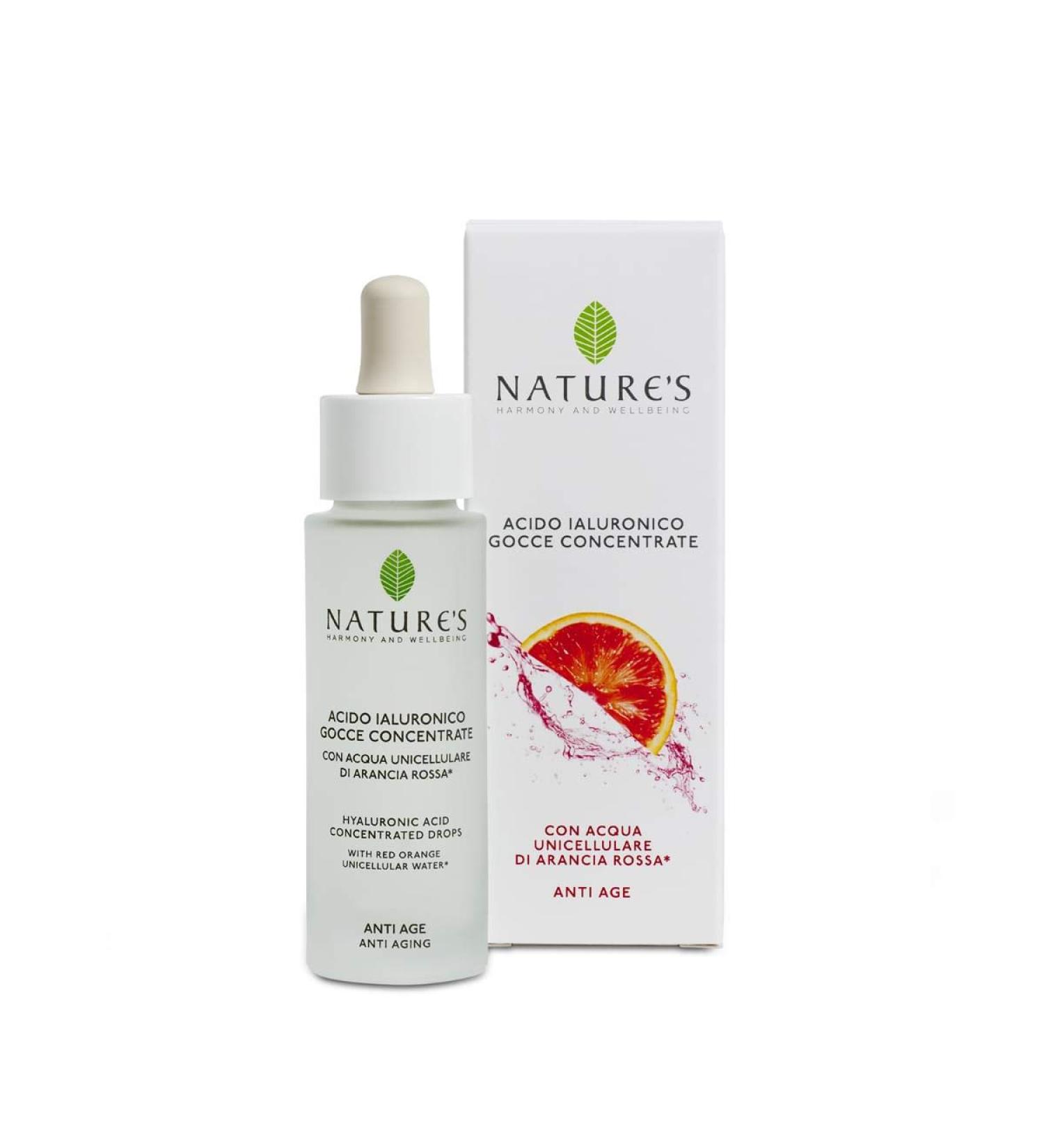 Bios Line Nature's Hyaluronic Acid Concentrated Drops Highly Effective With Red Orange Hydrolate & Hyaluronic Acid 30ml