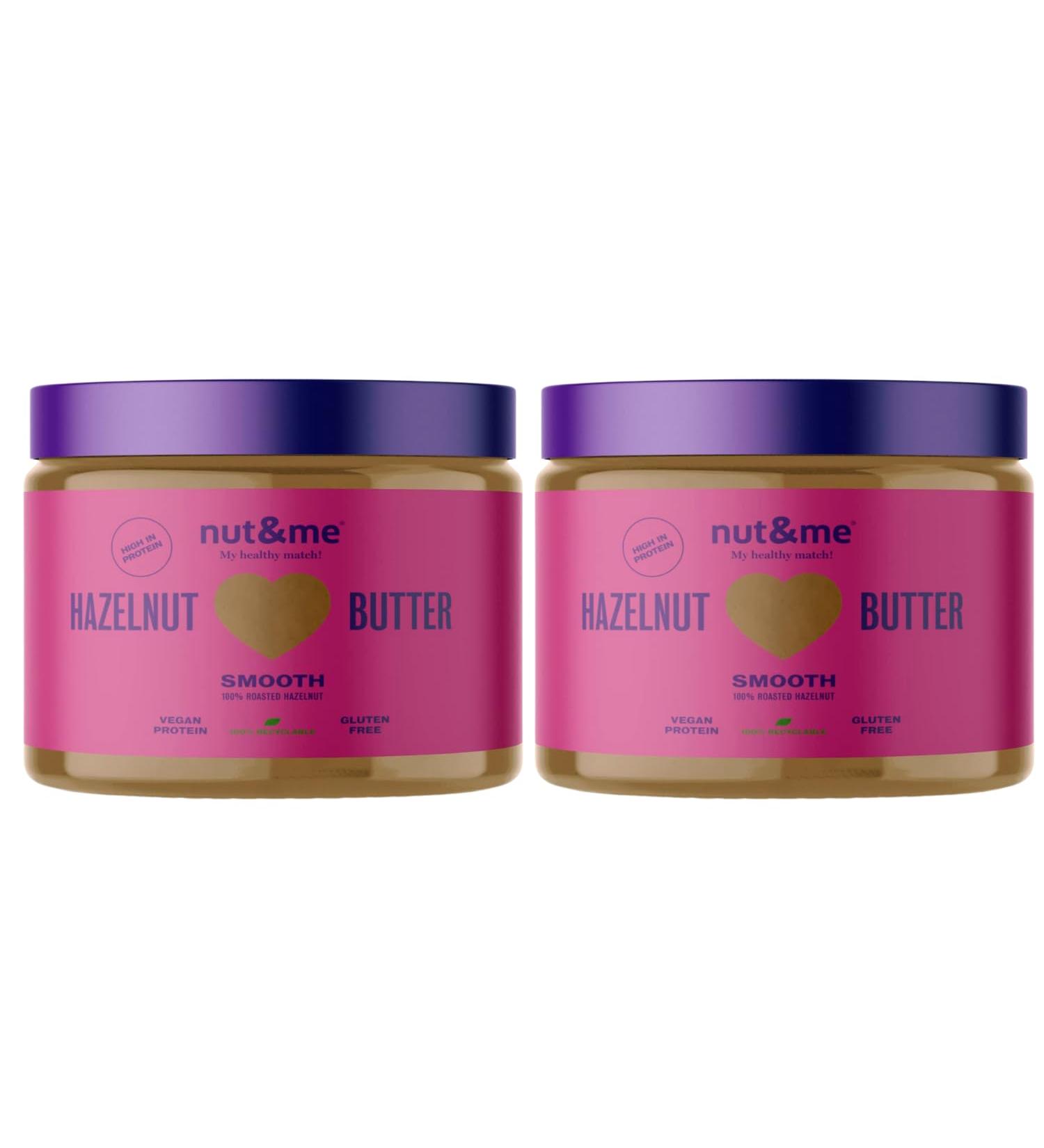 Grilled Hazelnut Puree 600g nut&me | 100% Hazelnuts | Vegan | No Sugar or Additives | Creamy and Delicious | Pack 2 x 300g - Buy Online on GoSupps.com