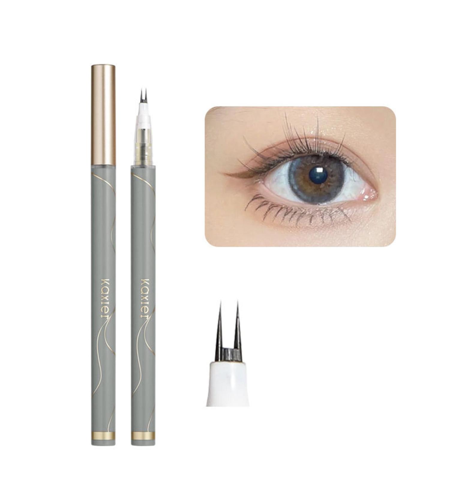 Double Tip Lower Eyelash Pencil 3D Waterproof Eyelash Pen Eye Liner Liquid Eyeliner Dual Pronged Bottom Eyelashes Pen Waterproof Liquid Eyeliner for Makeup for Natural Eye Makeup (Gray Black) - Buy Online on GoSupps.com
