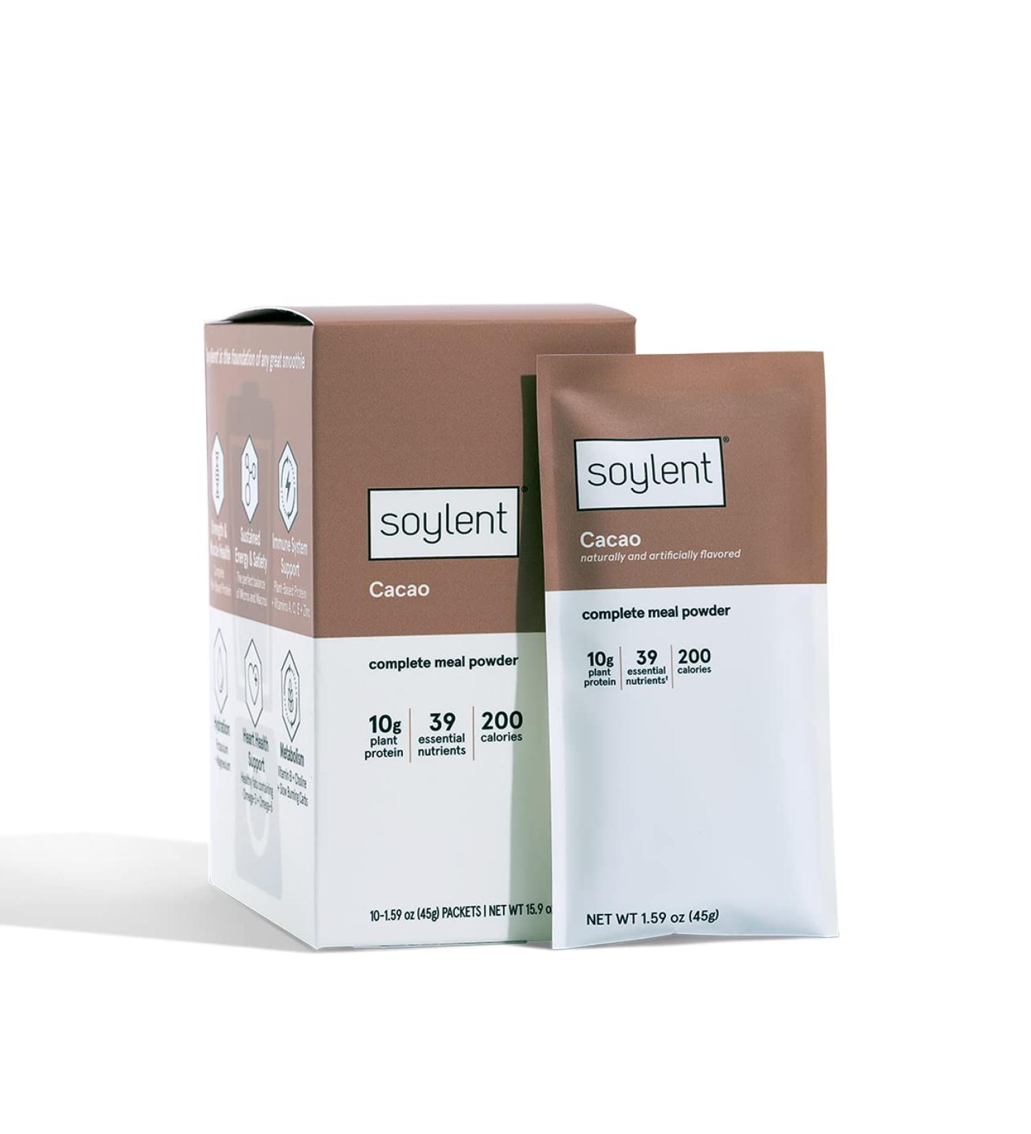 Soylent Vegan Protein Meal Replacement Powder Travel Pack - 10 Ct Cacao 1.59 oz (Pack of 10) - Buy Online on GoSupps.com