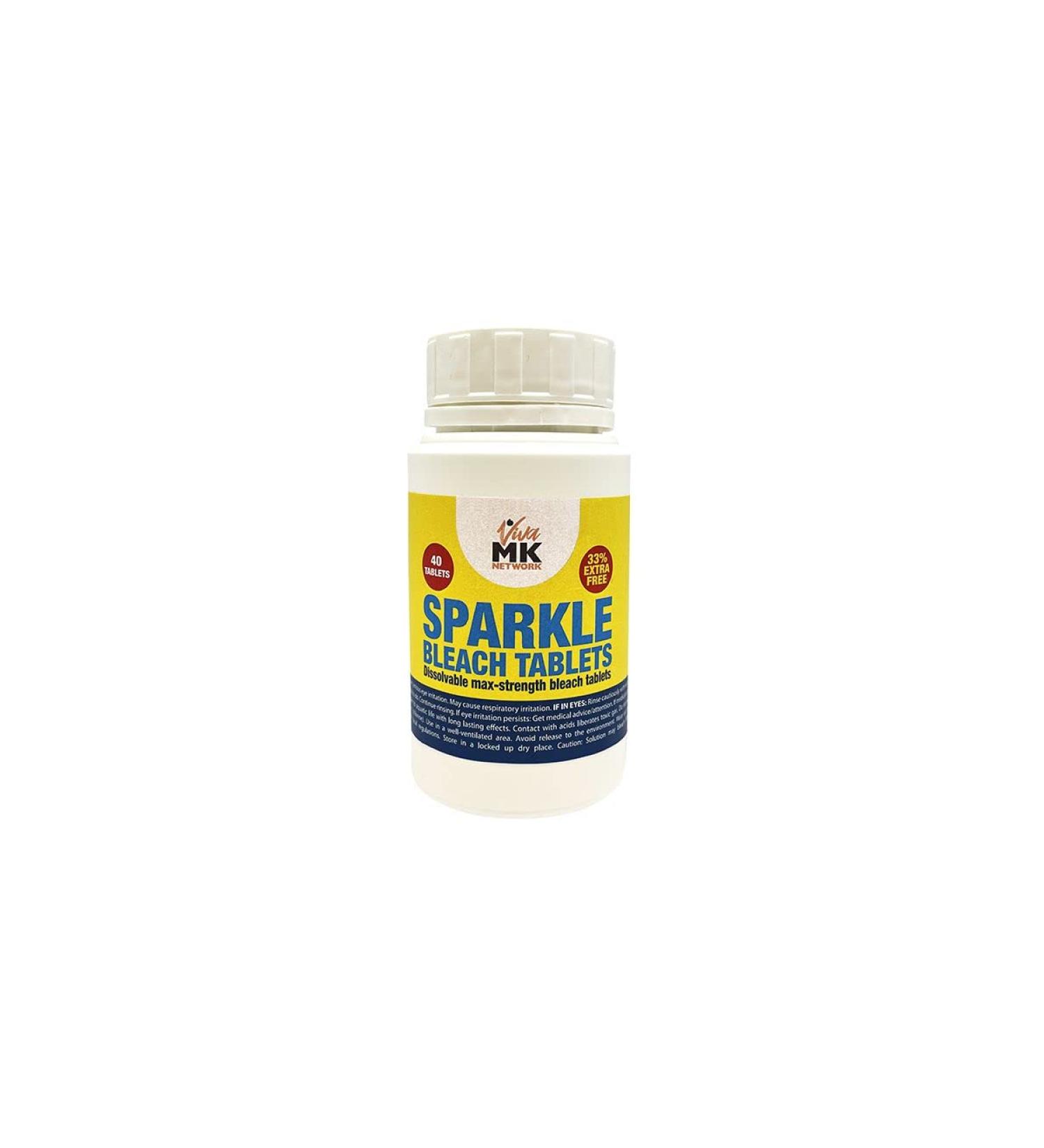 Max Strength Sparkle Toilet Bleach Tablets- for work surfaces floors walls bins toilets baths 33% Extra Free 40 Tablets