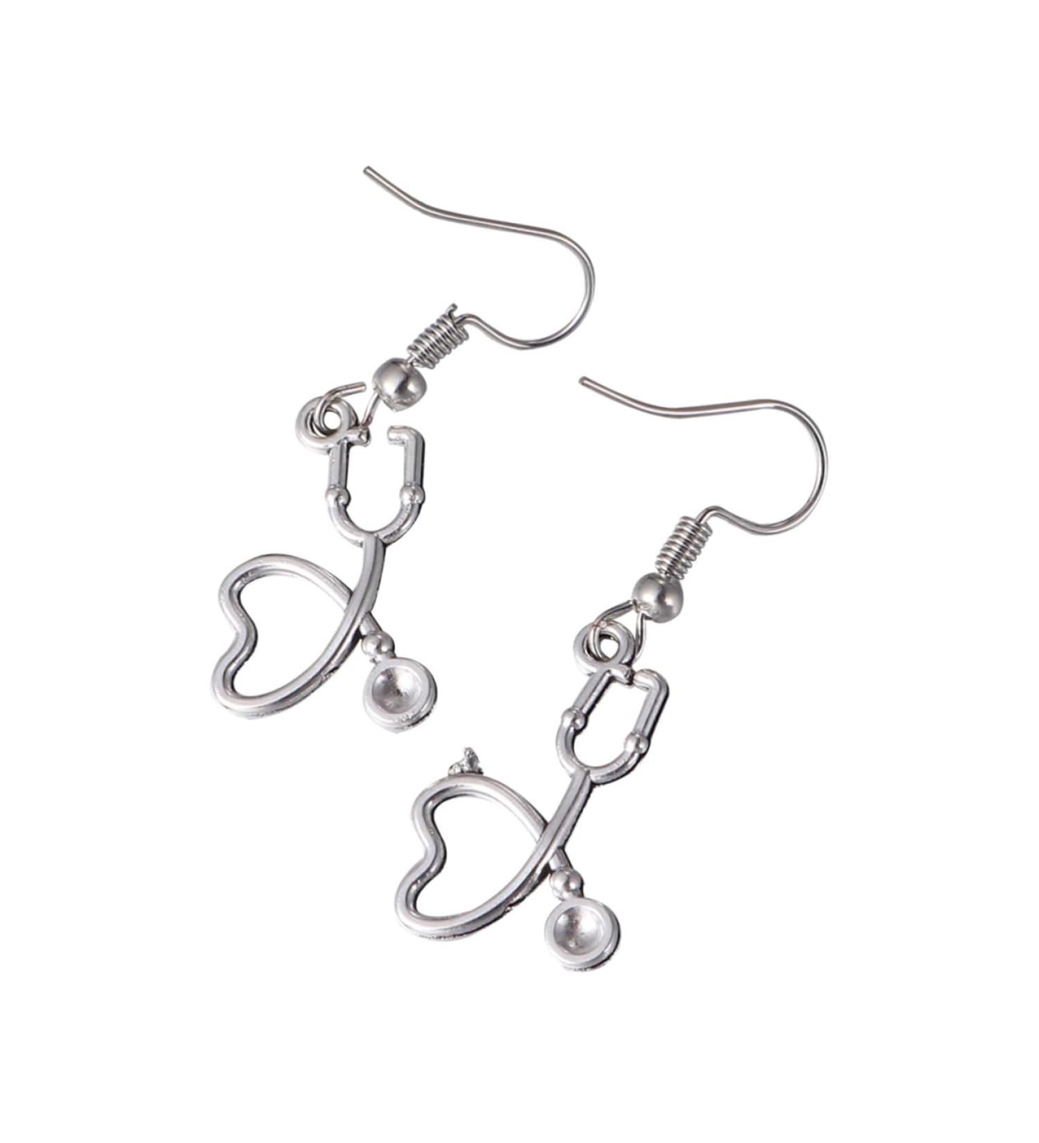 PRETYZOOM Heart Hoop Earrings for Women - Silver Ear Pendant Decor for Nurses & Medical Professionals | Delicate Alloy Jewelry - Buy Online on GoSupps.com