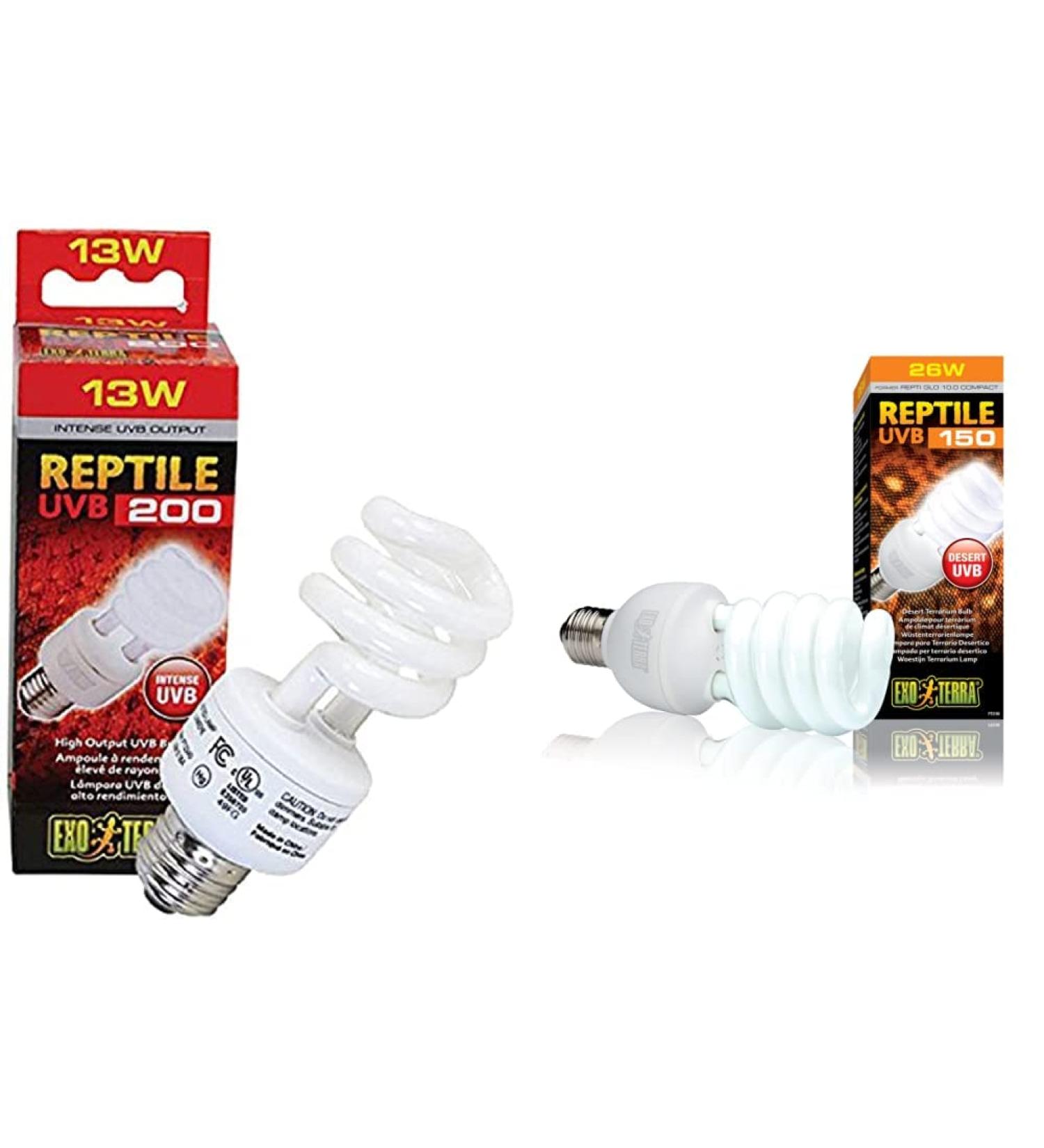 Exo Terra Reptile UVB 200 & 150 - Optimal Desert Terrarium Lamps 13W E27 Compact UVB Lighting for Reptiles - International Shipping Available - Buy Online on GoSupps.com